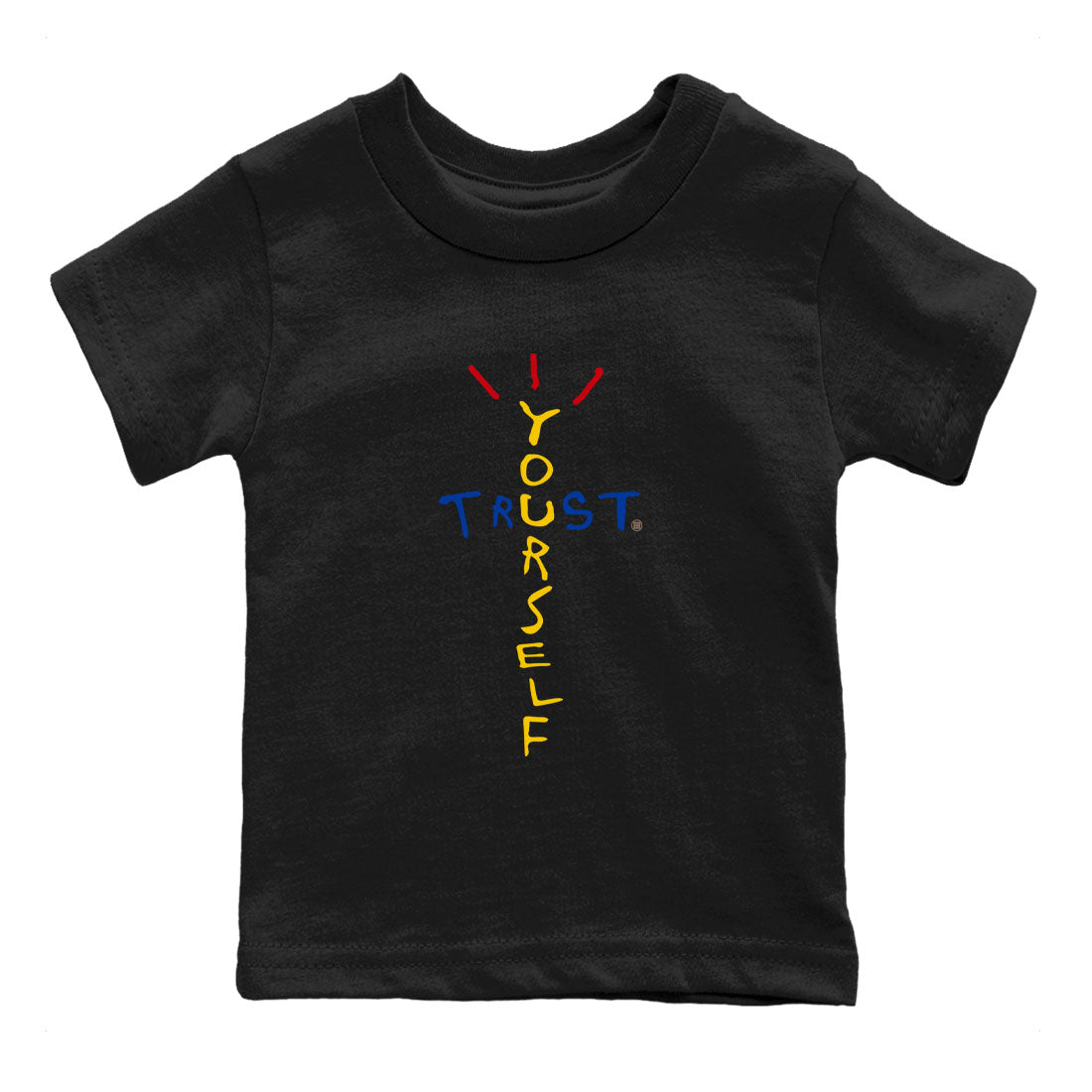 1s Travis Scott Canary shirt to match jordans Trust Yourself sneaker tees Air Jordan 1 Travis Scott Canary Drip Gear Zone baby toddler Black 2 cotton Shirt