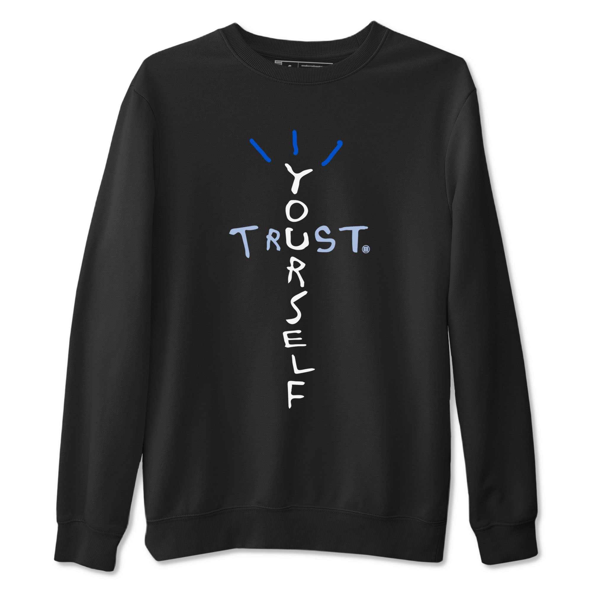 11s Black and Varsity Royal shirt to match jordans Trust Yourself sneaker tees AJ11 Black and Varsity Royal Drip Gear Zone unisex cotton Black 2 crew neck shirt