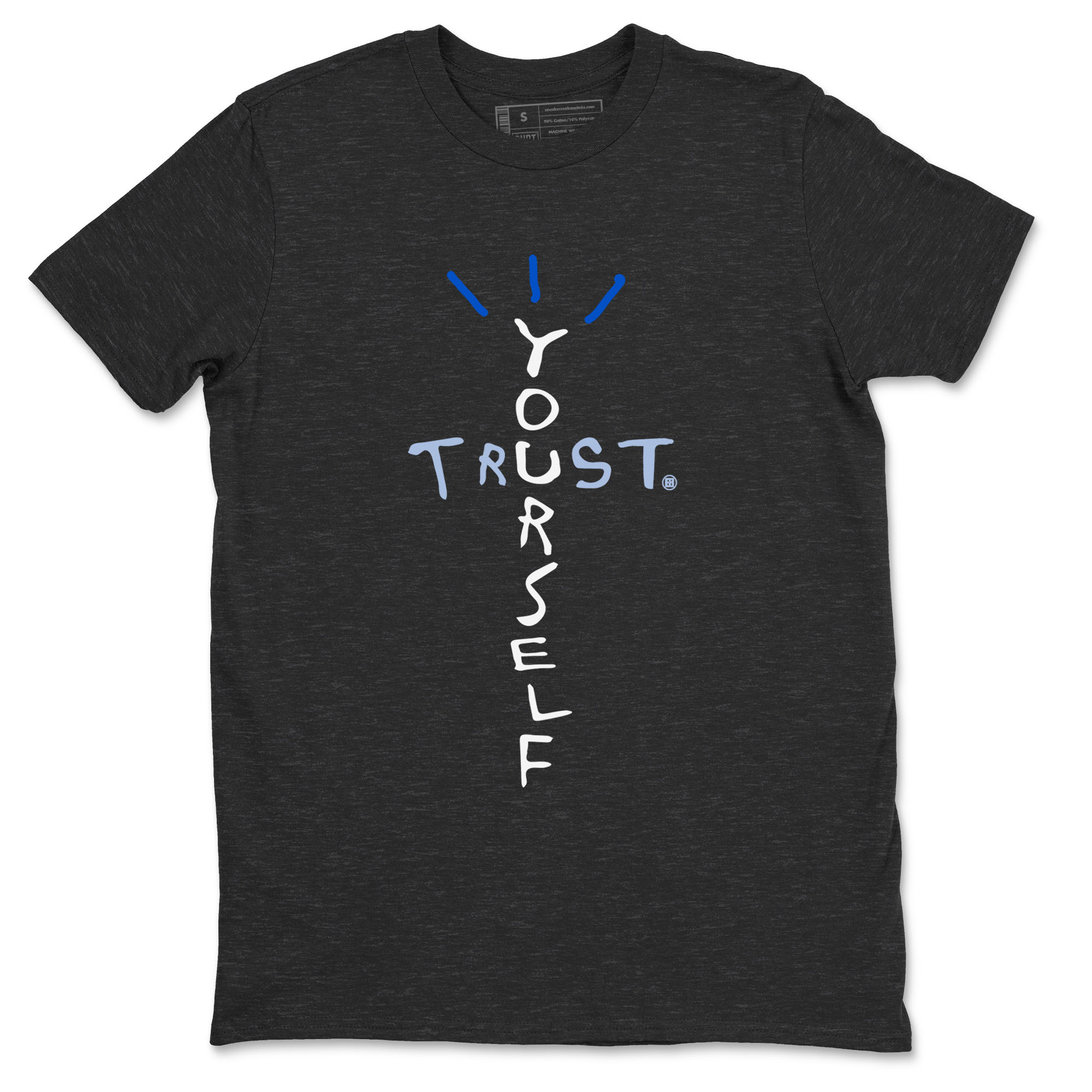 11s Black and Varsity Royal shirt to match jordans Trust Yourself sneaker tees AJ11 Black and Varsity Royal Drip Gear Zone unisex cotton Charcoal Heather 2 crew neck shirt