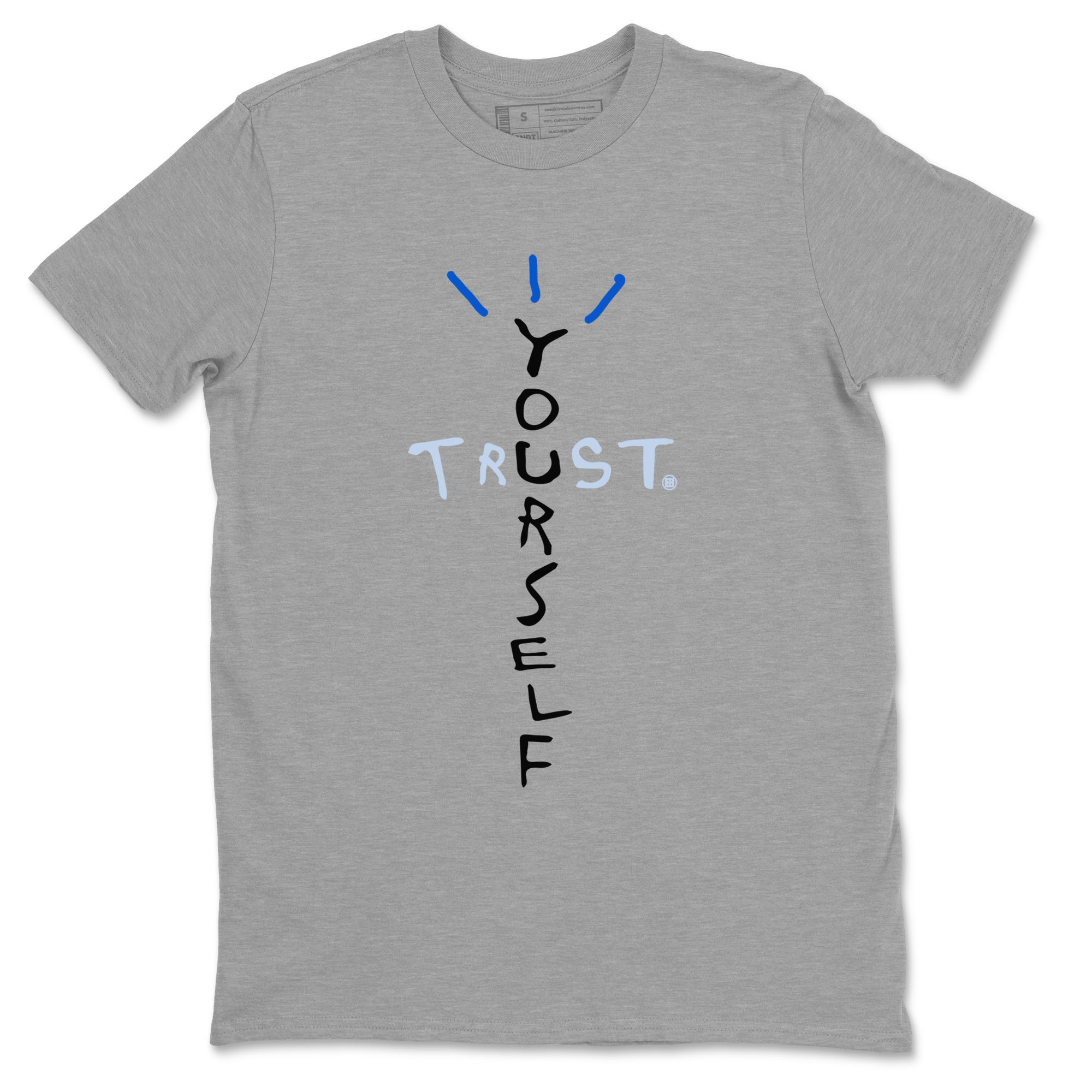 11s Black and Varsity Royal shirt to match jordans Trust Yourself sneaker tees AJ11 Black and Varsity Royal Drip Gear Zone unisex cotton Heather Grey 2 crew neck shirt