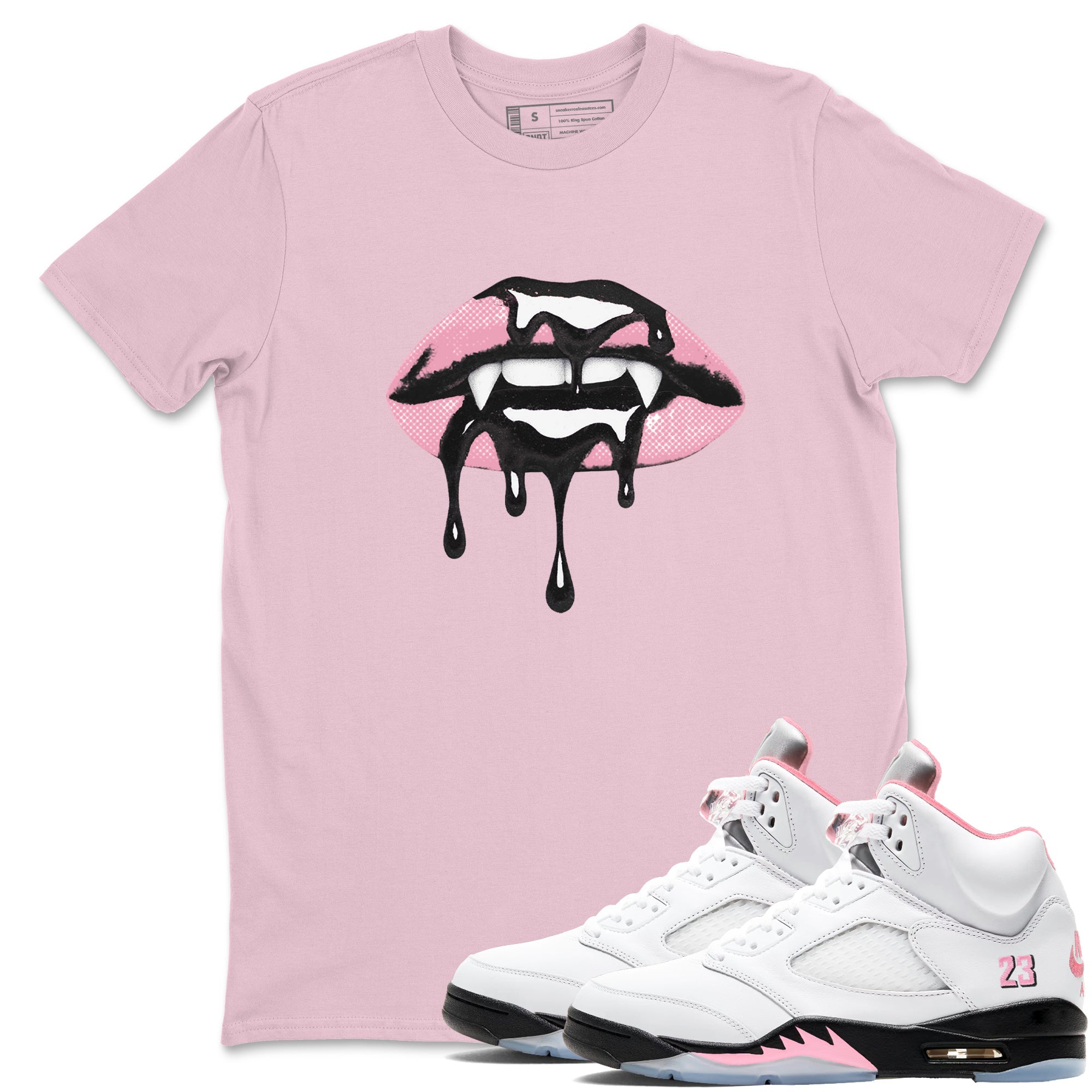 Sneaker Threads Sneaker Tees To Match Air Jordan 5 Medium Soft Pink Shoes Vampire Lips Tee Pink 1