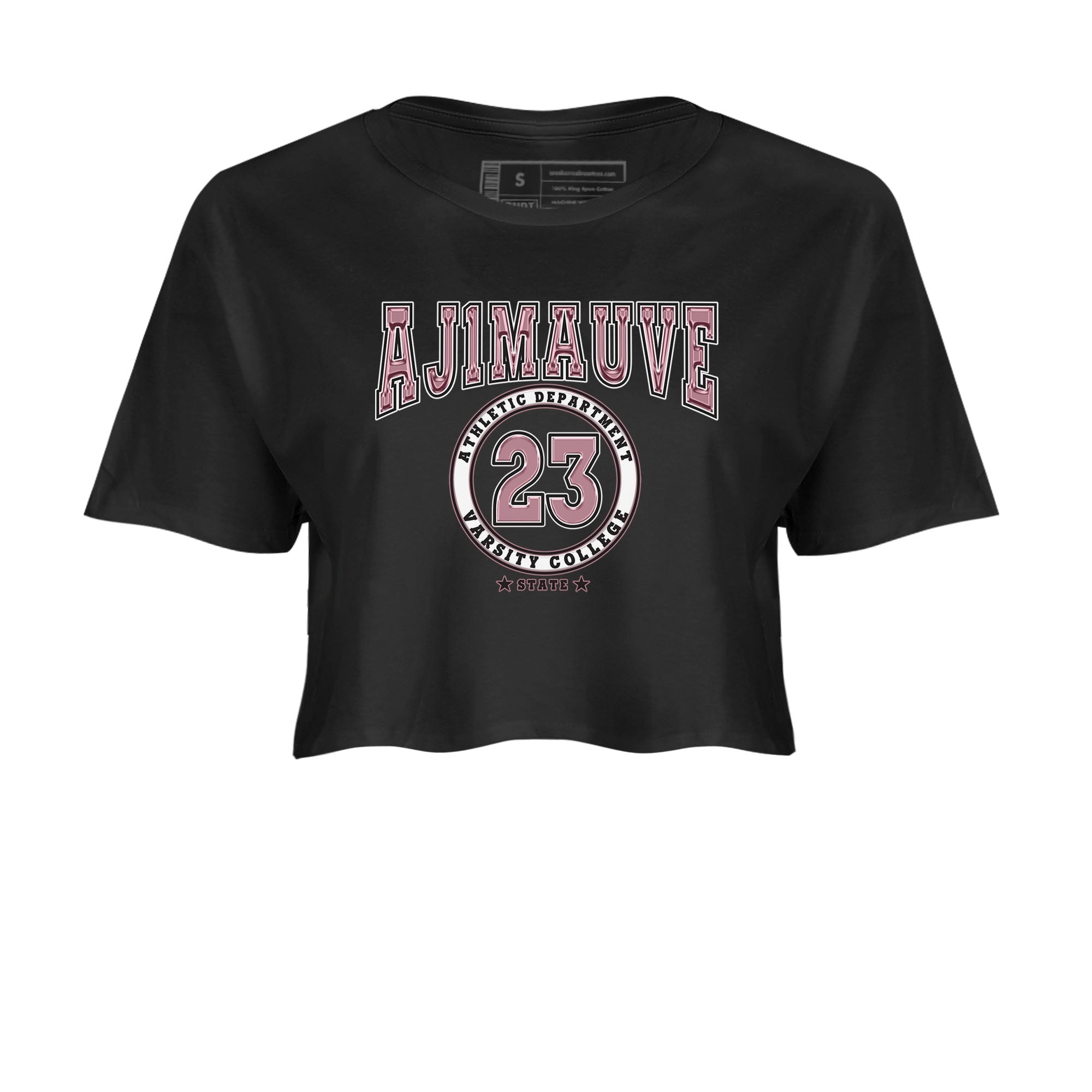 Air Jordan 1 Mauve shirt to match jordans Varsity sneaker tees AJ1 Mauve Drip Gear Zone Sneaker Matching Clothing Brand Black 2 Crop T-Shirt