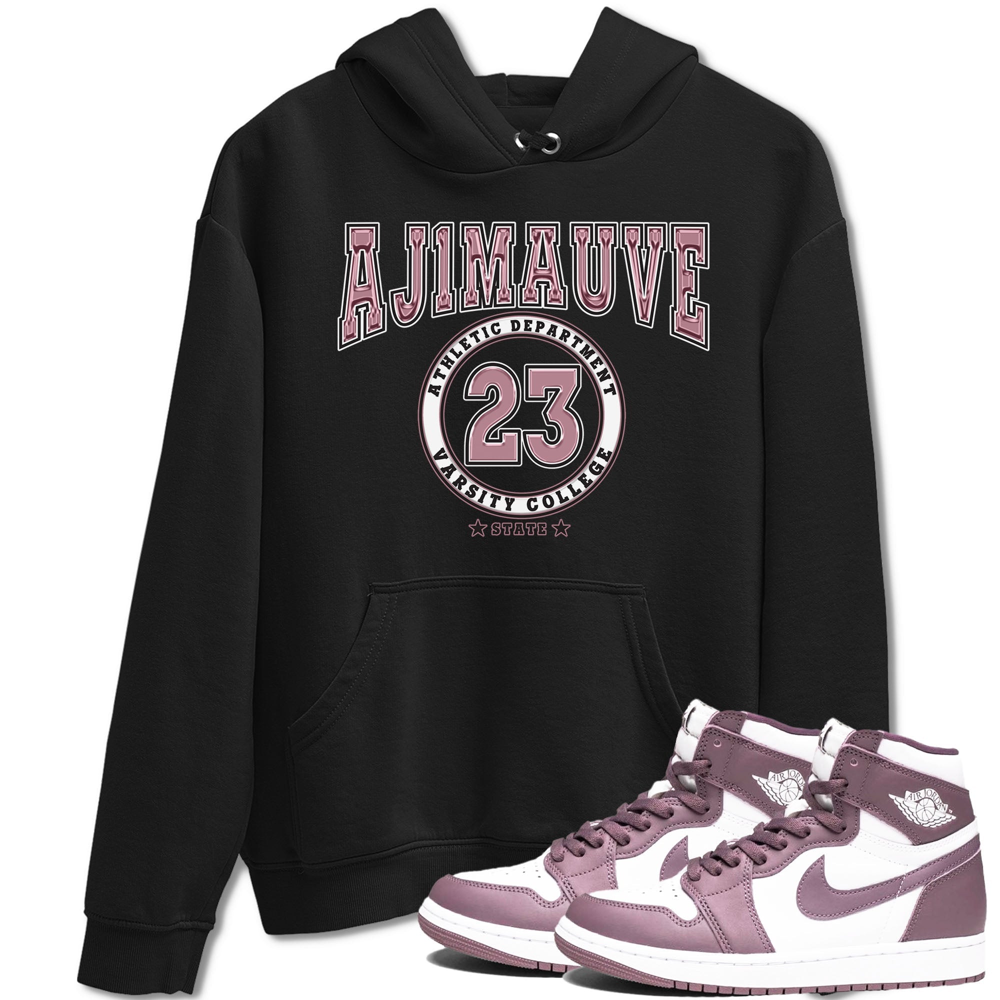 Air Jordan 1 Mauve shirt to match jordans Varsity sneaker tees AJ1 Mauve Drip Gear Zone Sneaker Matching Clothing Brand Unisex Sneaker Tee Black 1 T-Shirt