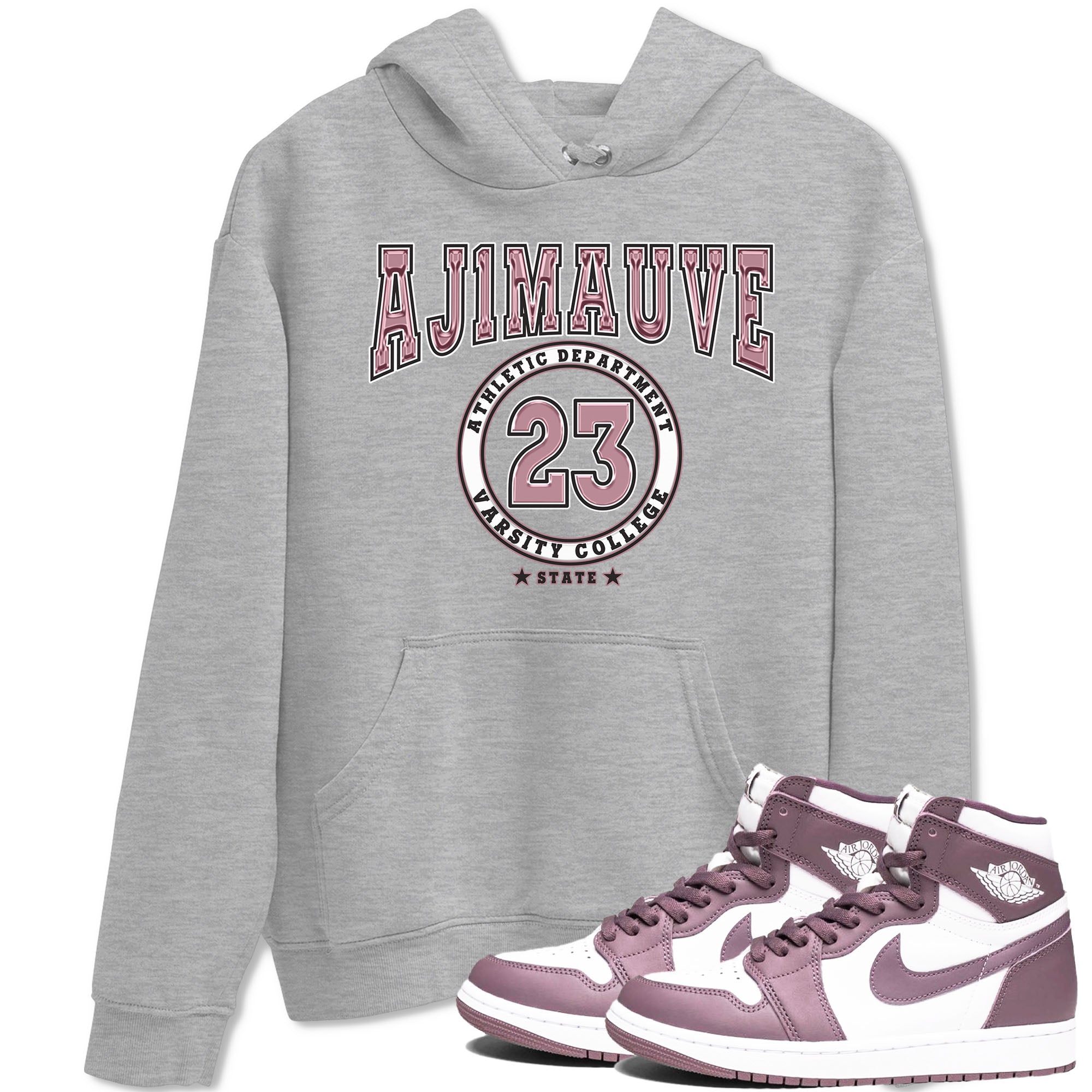 Air Jordan 1 Mauve shirt to match jordans Varsity sneaker tees AJ1 Mauve Drip Gear Zone Sneaker Matching Clothing Brand Unisex Sneaker Tee Heather Grey 1 T-Shirt