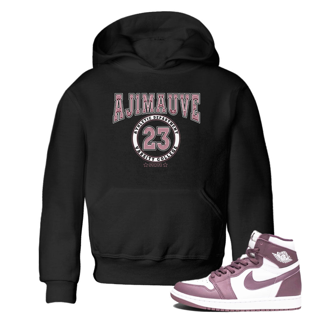 Air Jordan 1 Mauve shirt to match jordans Varsity sneaker tees AJ1 Mauve Drip Gear Zone Sneaker Matching Clothing Brand Baby Toddler Black 1 T-Shirt