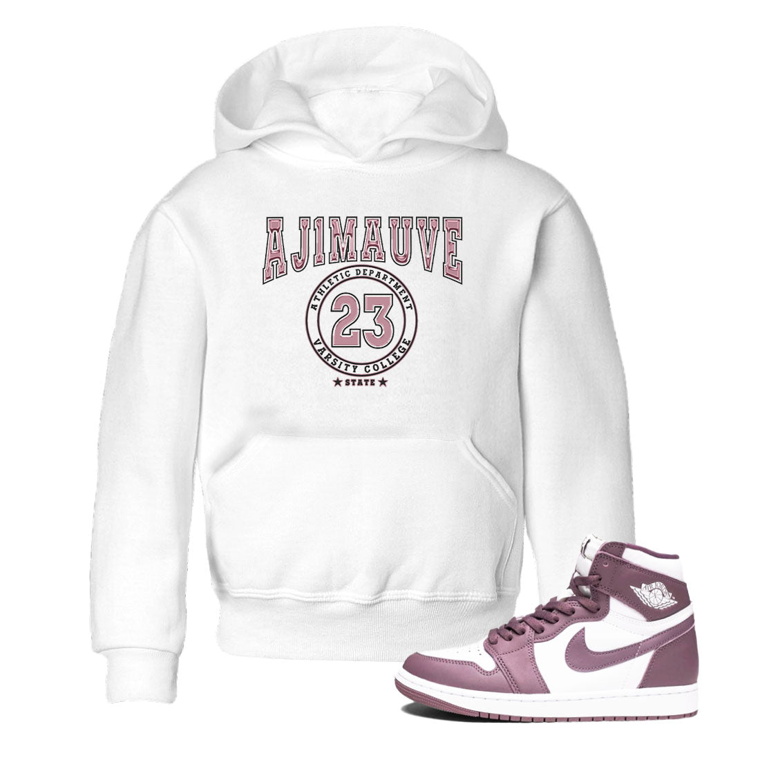 Air Jordan 1 Mauve shirt to match jordans Varsity sneaker tees AJ1 Mauve Drip Gear Zone Sneaker Matching Clothing Brand Baby Toddler White 1 T-Shirt