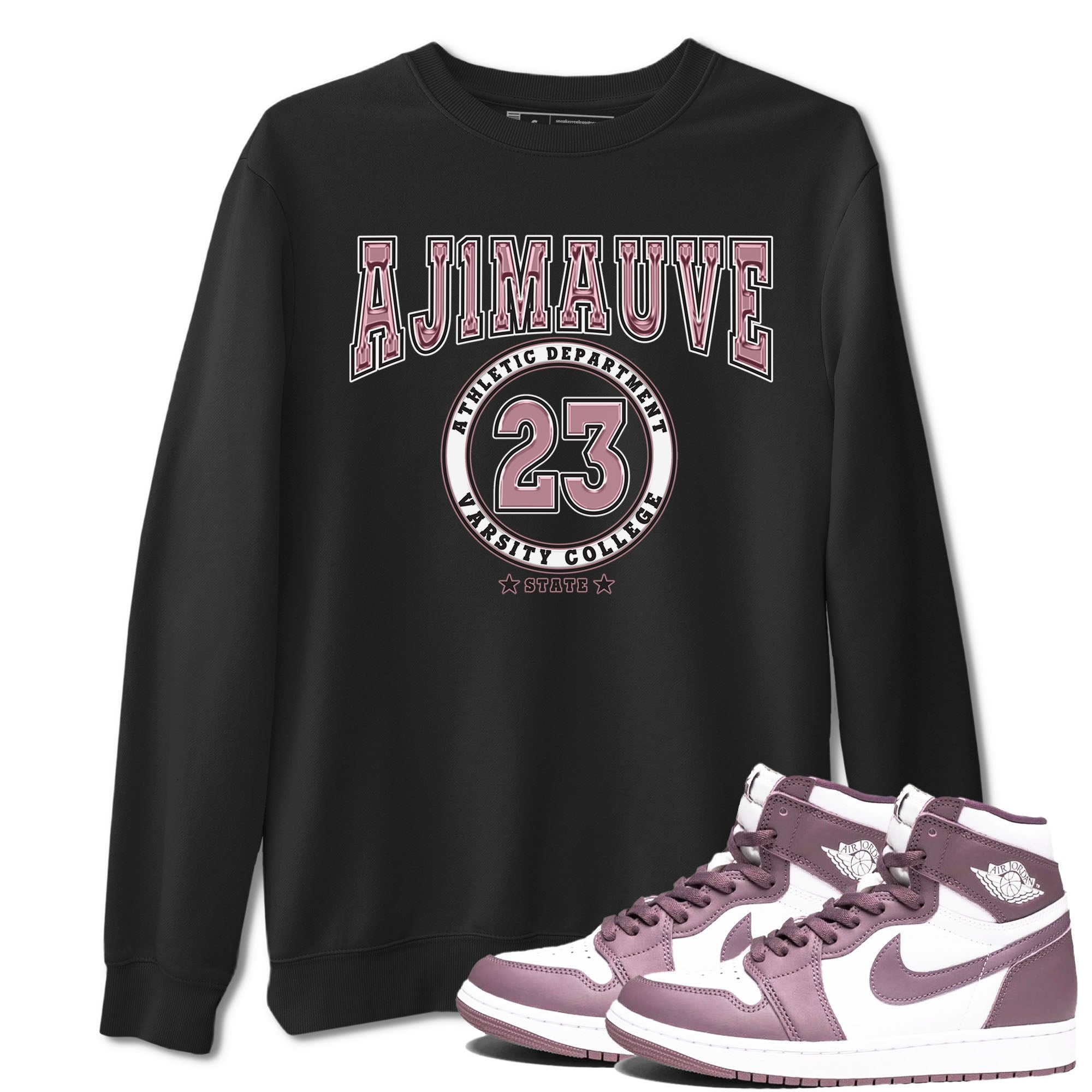 Air Jordan 1 Mauve shirt to match jordans Varsity sneaker tees AJ1 Mauve Drip Gear Zone Sneaker Matching Clothing Brand Unisex Sneaker Tee Black 1 T-Shirt