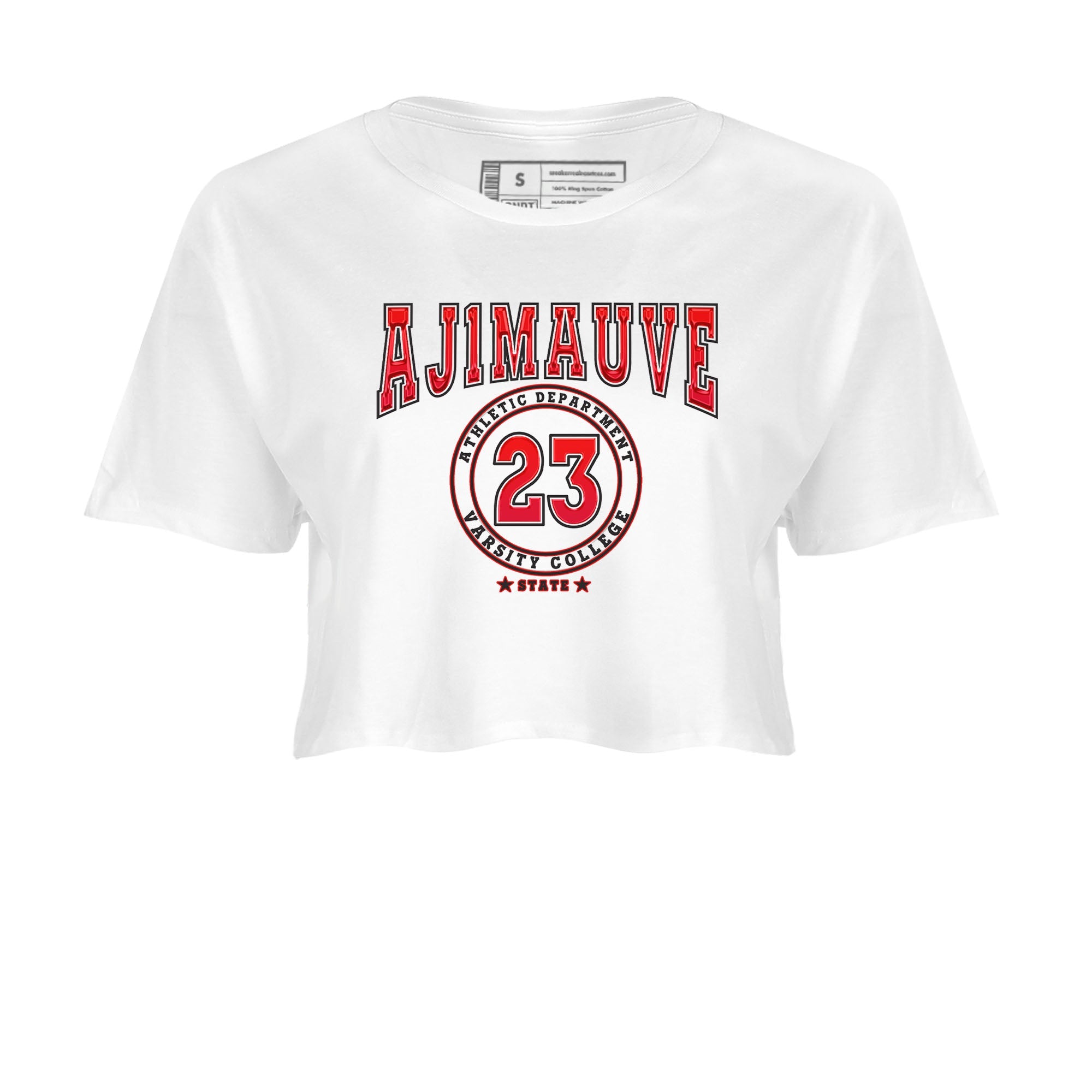Air Jordan 1 Satin Bred shirt to match jordans Varsity sneaker tees AJ1 Retro Satin Bred Drip Gear Zone Sneaker Matching Clothing Brand White 2 Crop T-Shirt