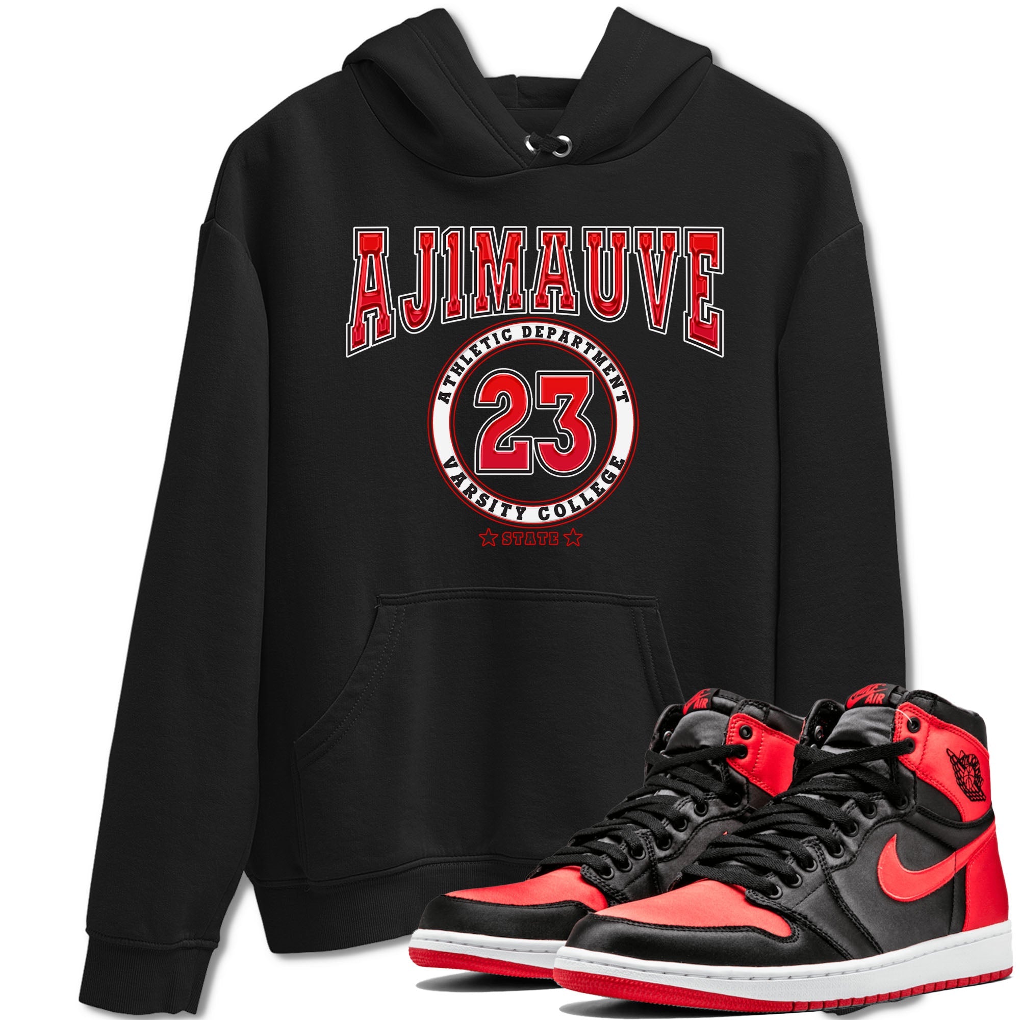 Air Jordan 1 Satin Bred shirt to match jordans Varsity sneaker tees AJ1 Retro Satin Bred Drip Gear Zone Sneaker Matching Clothing Brand Unisex Sneaker Tee Black 1 T-Shirt