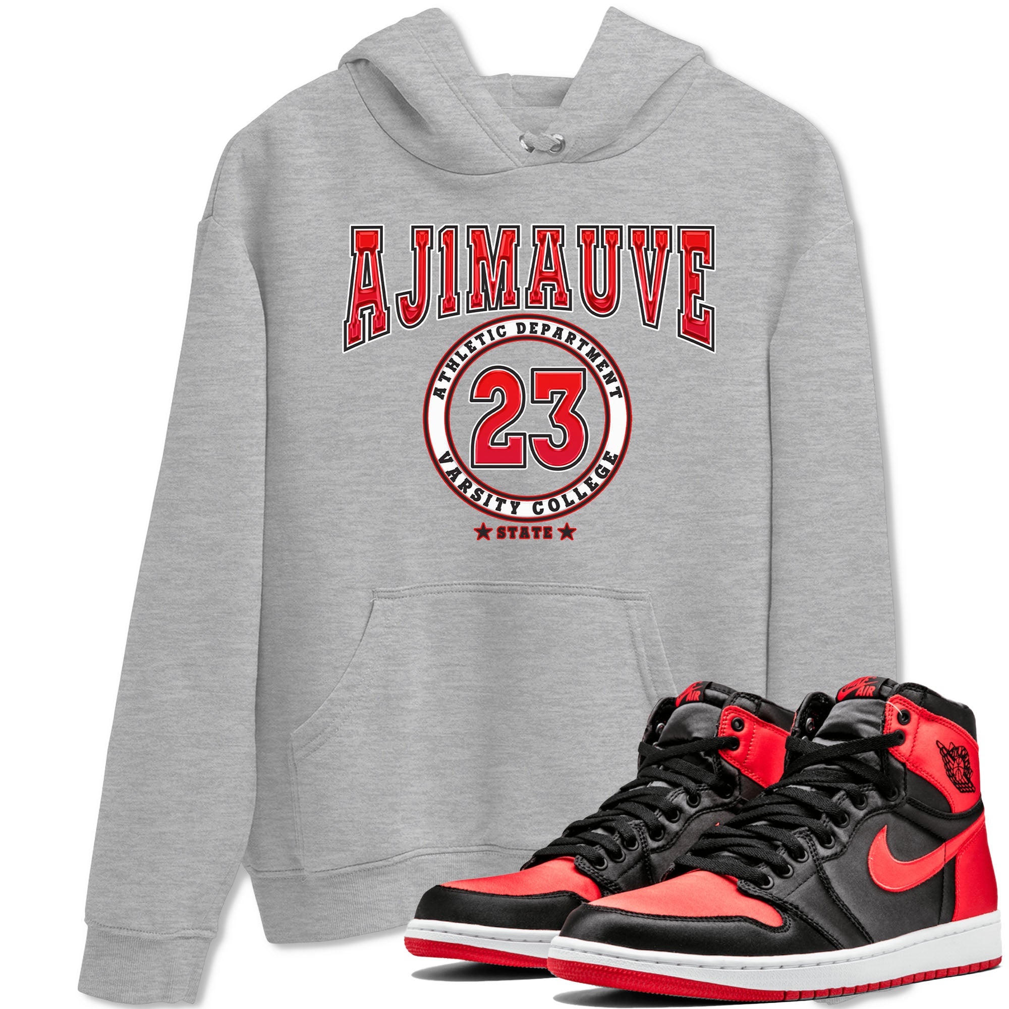 Air Jordan 1 Satin Bred shirt to match jordans Varsity sneaker tees AJ1 Retro Satin Bred Drip Gear Zone Sneaker Matching Clothing Brand Unisex Sneaker Tee Heather Grey 1 T-Shirt
