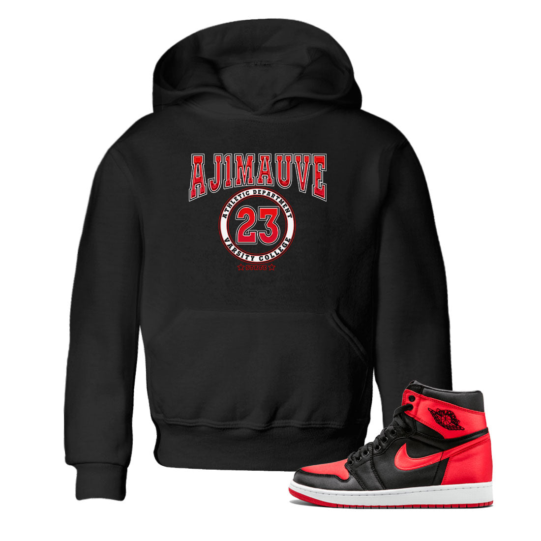 Air Jordan 1 Satin Bred shirt to match jordans Varsity sneaker tees AJ1 Retro Satin Bred Drip Gear Zone Sneaker Matching Clothing Brand Baby Toddler Black 1 T-Shirt