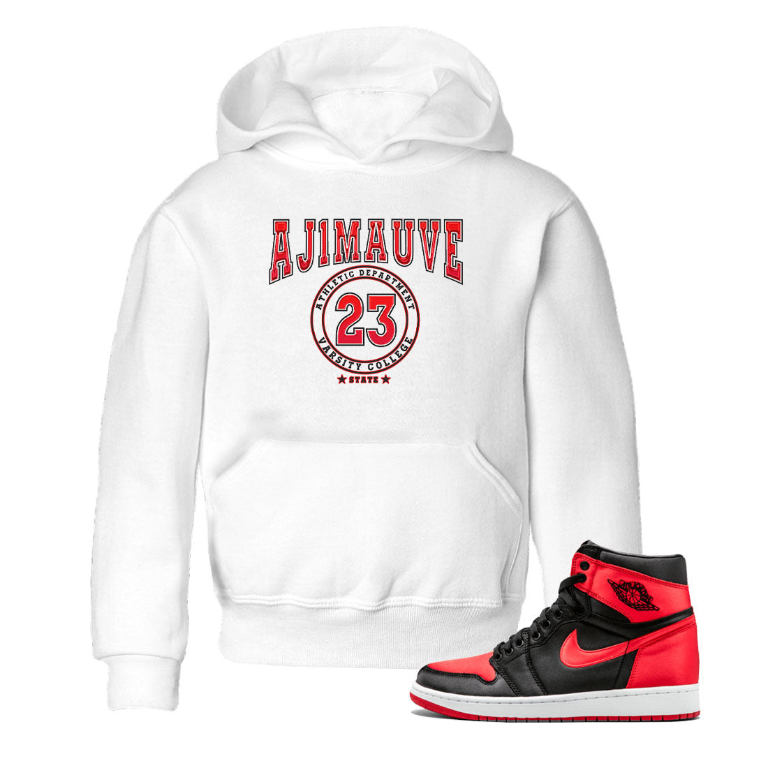 Air Jordan 1 Satin Bred shirt to match jordans Varsity sneaker tees AJ1 Retro Satin Bred Drip Gear Zone Sneaker Matching Clothing Brand Baby Toddler White 1 T-Shirt