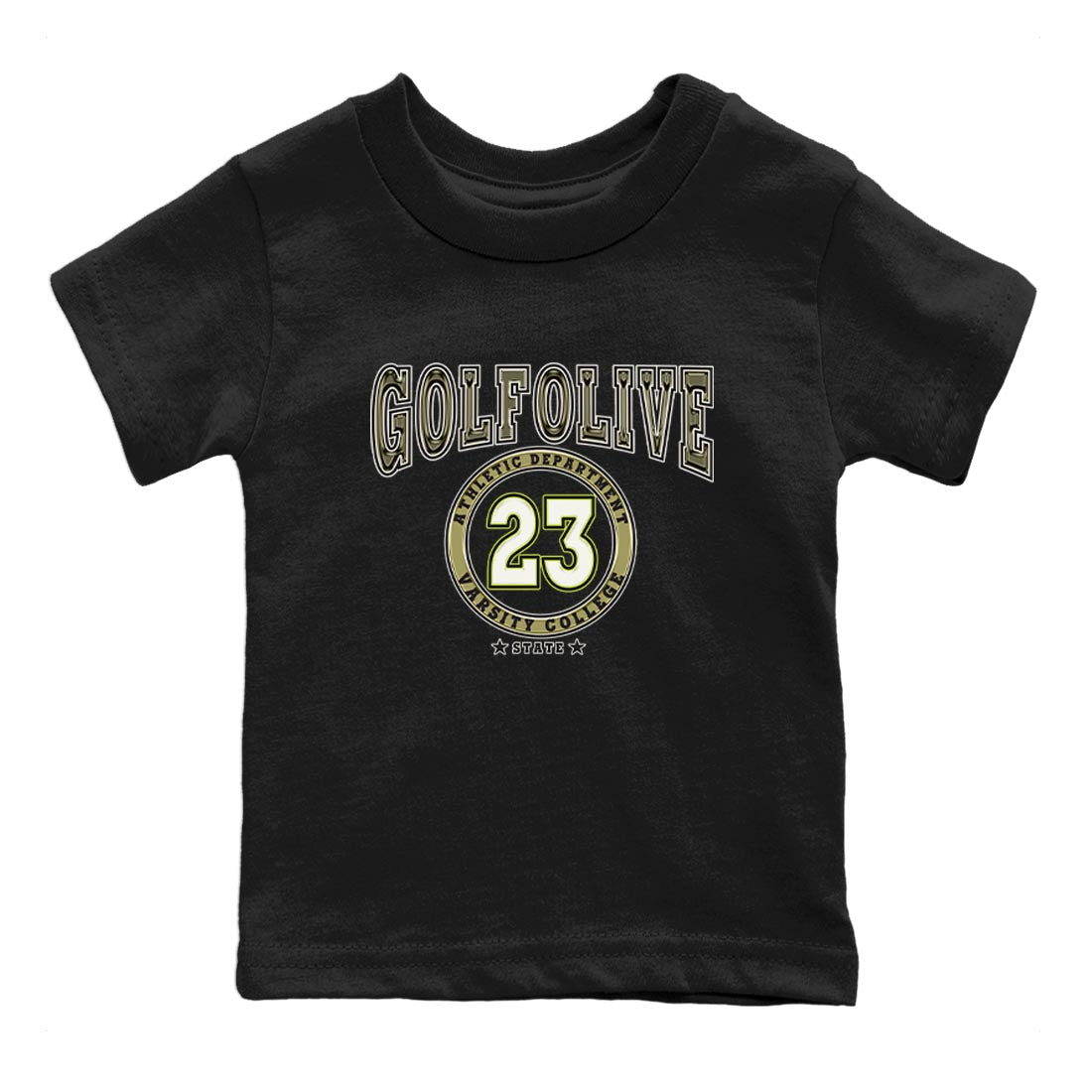 Jordan 1 Low X Travis Scott Golf Olive shirt to match jordans Varsity sneaker release tees Air Jordan 1 Travis Scott Golf Olive Drip Gear Zone Baby Toddler Black 2 T-Shirt