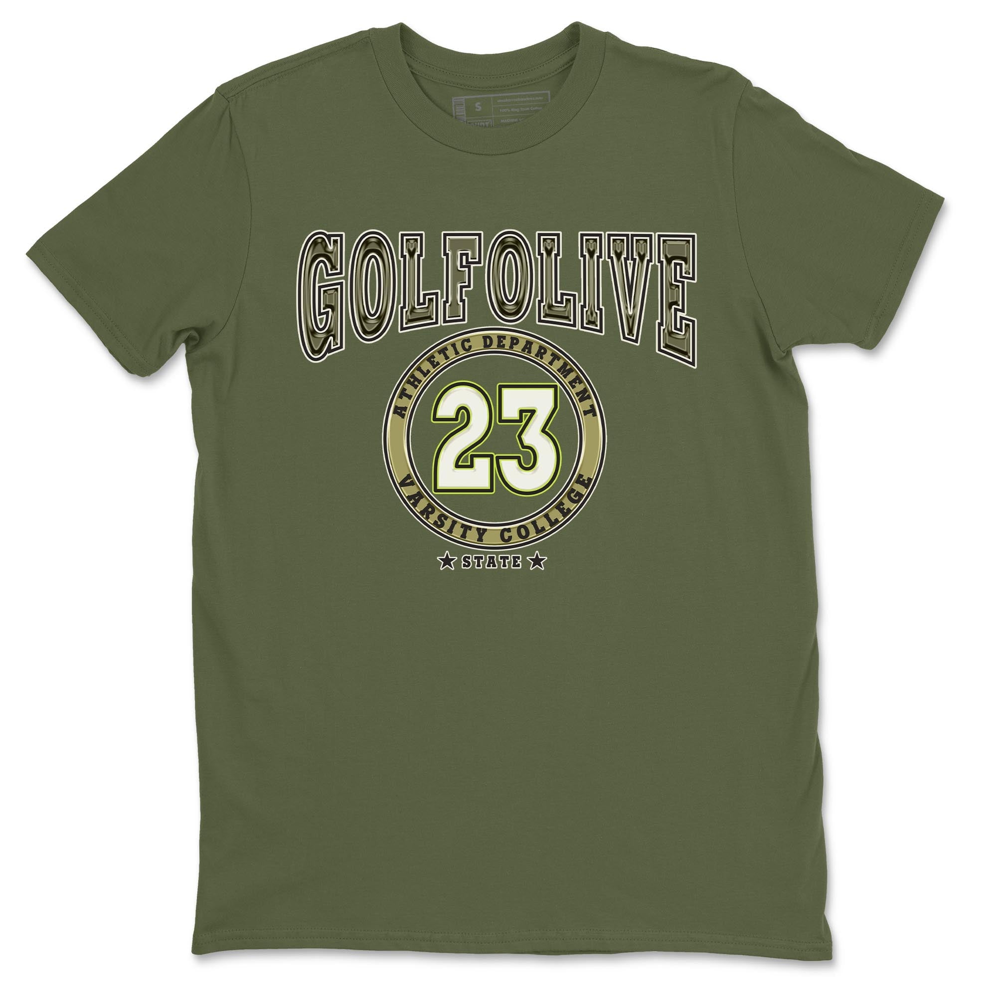 Jordan 1 Low X Travis Scott Golf Olive shirt to match jordans Varsity sneaker release tees Air Jordan 1 Travis Scott Golf Olive Drip Gear Zone Unisex Streetwear Clothing Military Green 2 T-Shirt