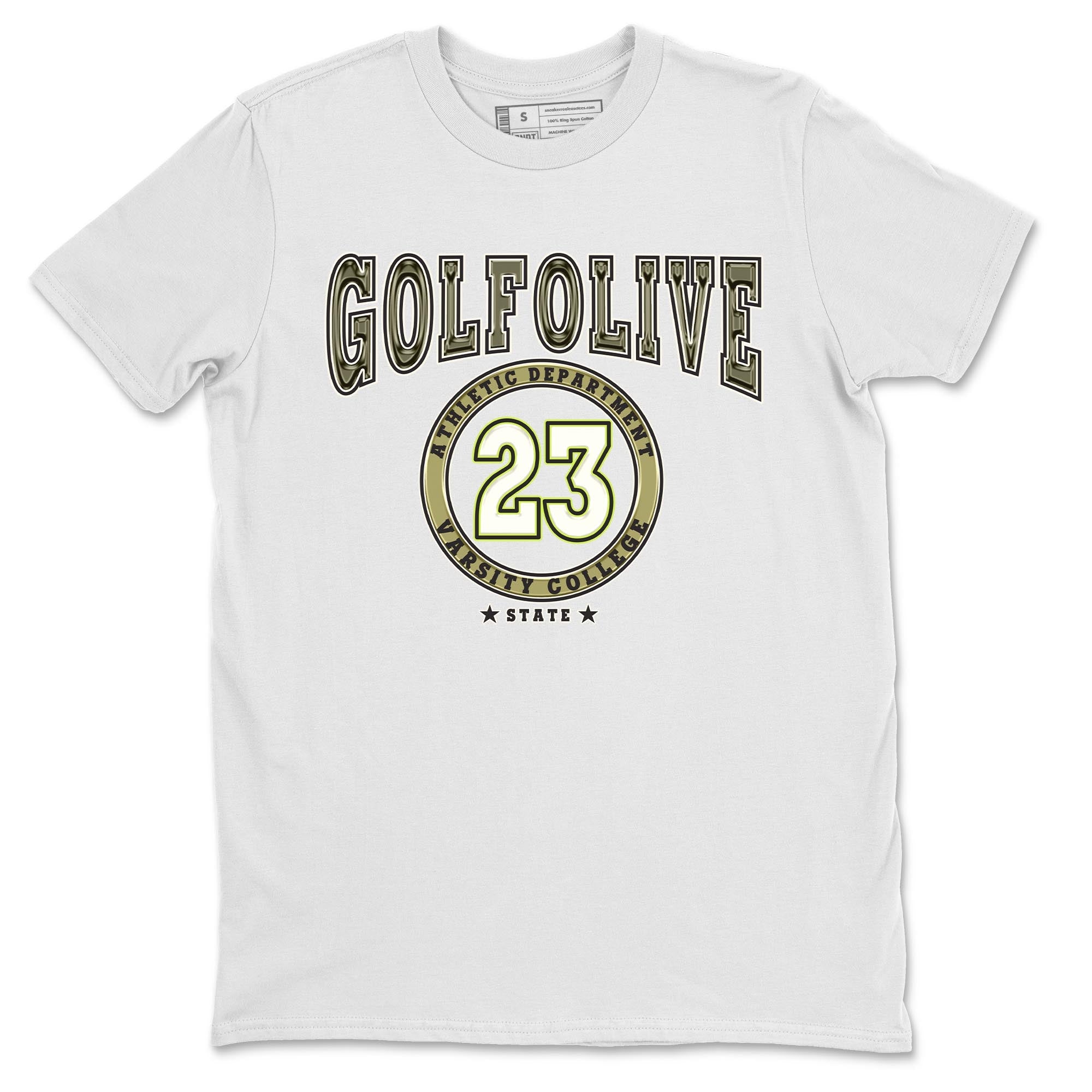 Jordan 1 Low X Travis Scott Golf Olive shirt to match jordans Varsity sneaker release tees Air Jordan 1 Travis Scott Golf Olive Drip Gear Zone Unisex Streetwear Clothing White 2 T-Shirt