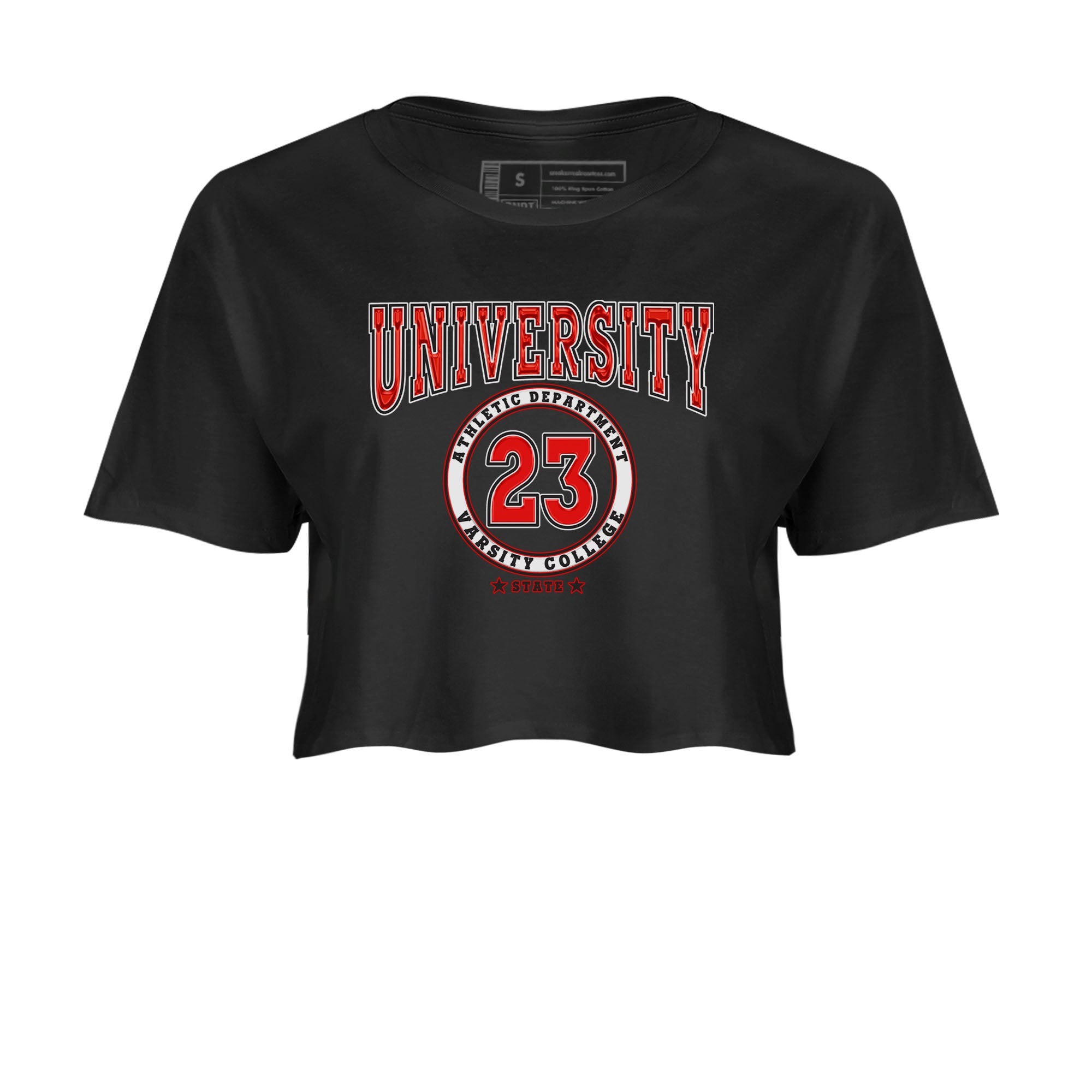 1s Low University Red shirt to match jordans Varsity sneaker tees Air Jordan 1 University Red Drip Gear Zone Sneaker Matching Clothing Brand Black 2 Crop T-Shirt
