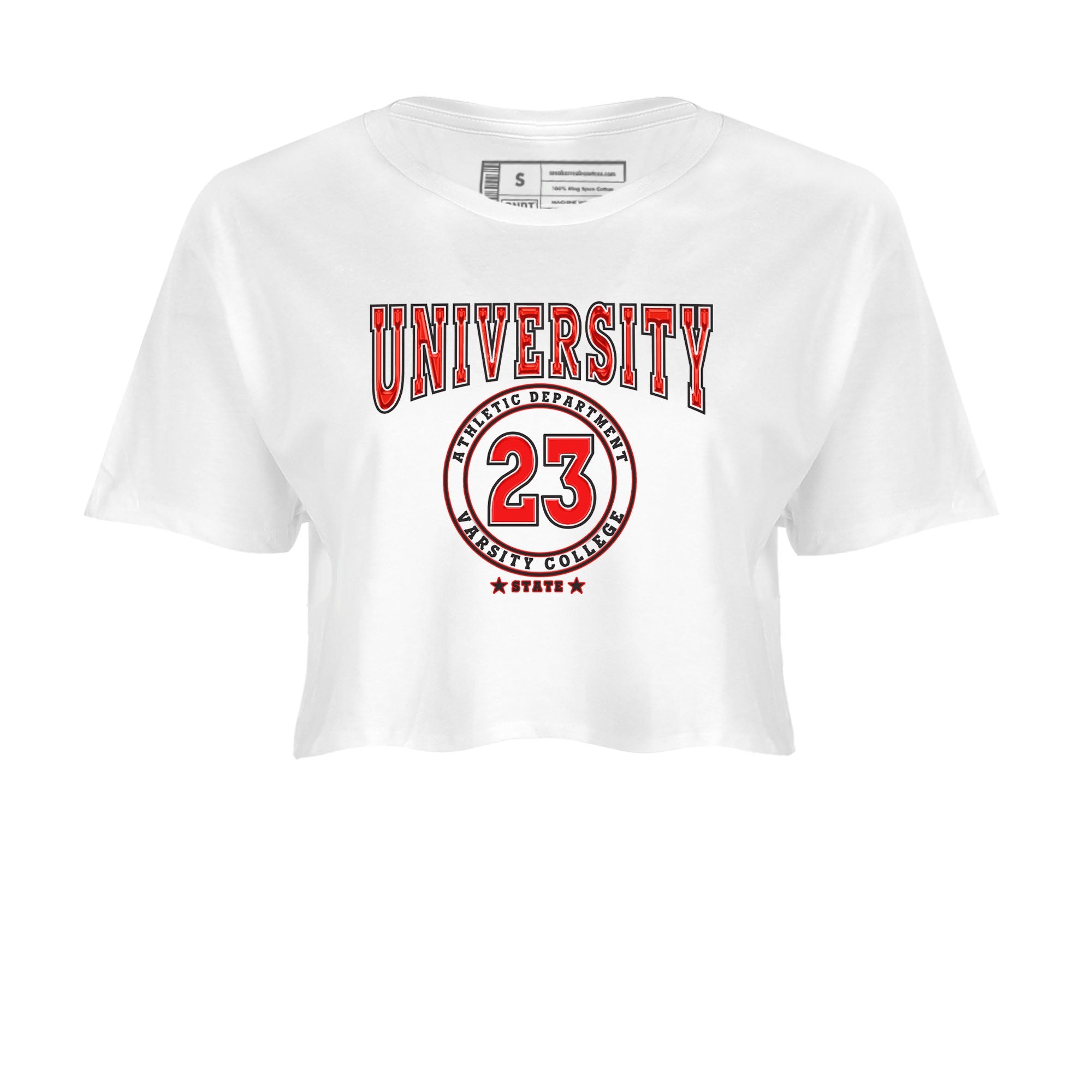1s Low University Red shirt to match jordans Varsity sneaker tees Air Jordan 1 University Red Drip Gear Zone Sneaker Matching Clothing Brand White 2 Crop T-Shirt