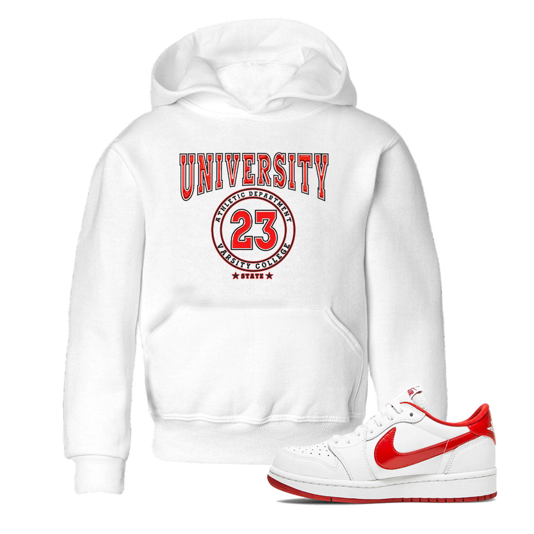 1s Low University Red shirt to match jordans Varsity sneaker tees Air Jordan 1 University Red Drip Gear Zone Sneaker Matching Clothing Brand Baby Toddler White 1 T-Shirt