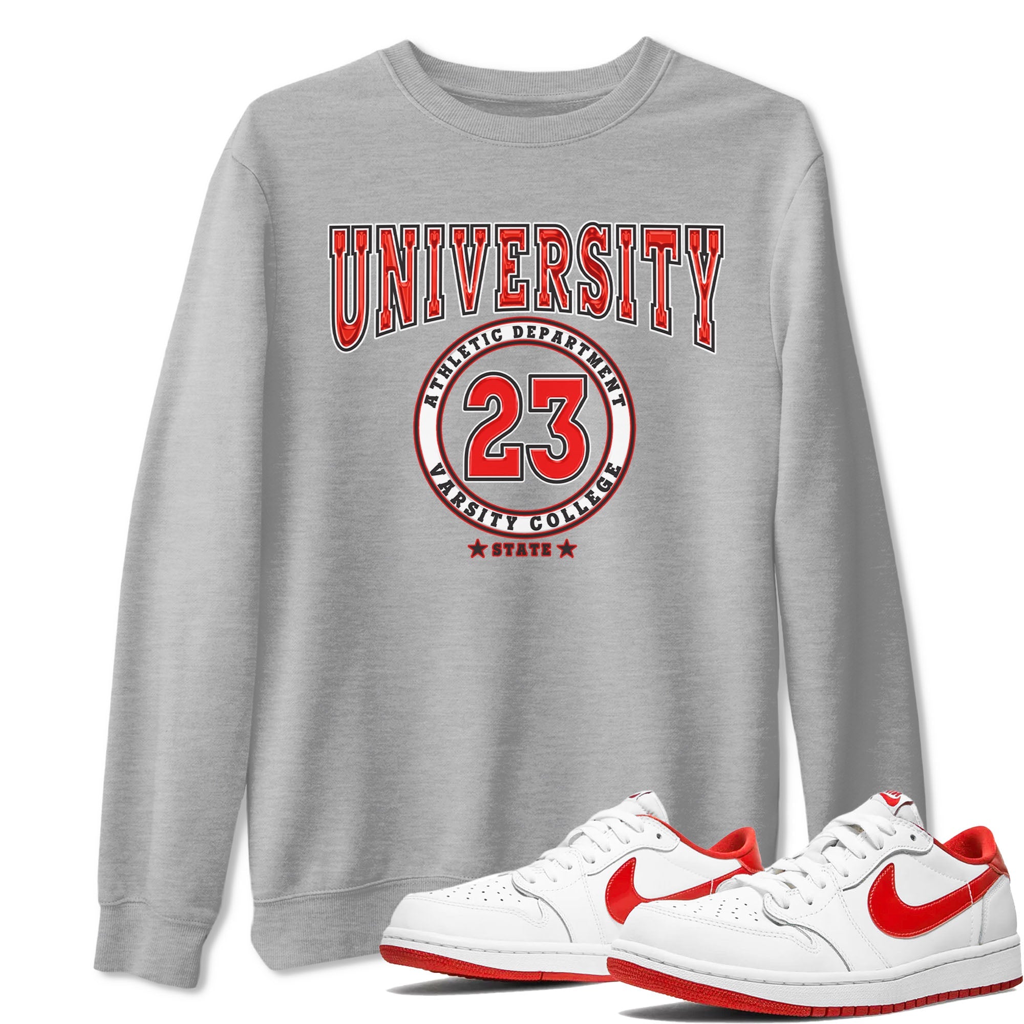 1s Low University Red shirt to match jordans Varsity sneaker tees Air Jordan 1 University Red Drip Gear Zone Sneaker Matching Clothing Brand Unisex Sneaker Tee Heather Grey 1 T-Shirt