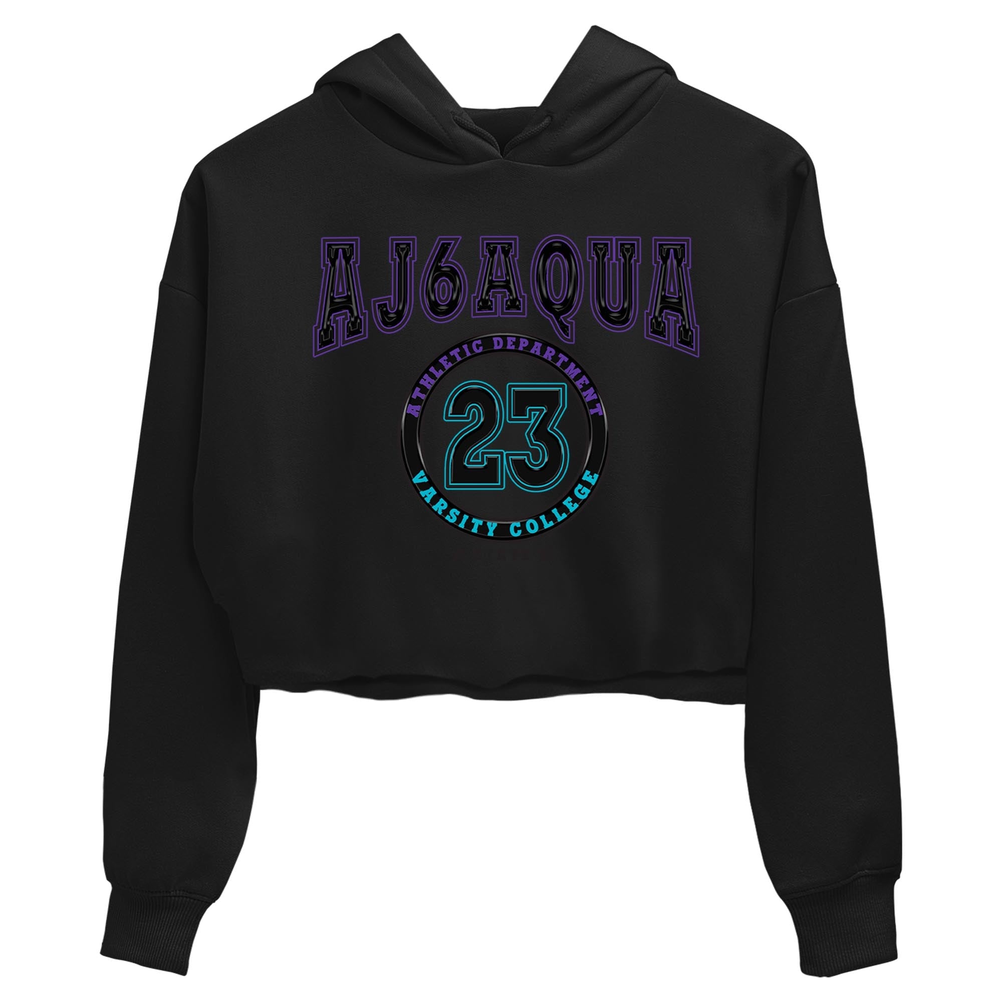 AJ6 Aqua shirt to match jordans Varsity sneaker release tees Air Jordan 6 Aqua Drip Gear Zone Black 2 Crop T-Shirt