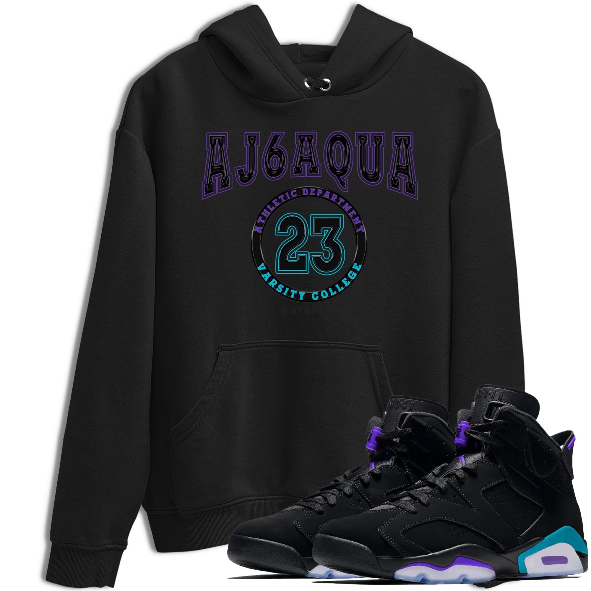 AJ6 Aqua shirt to match jordans Varsity sneaker release tees Air Jordan 6 Aqua Drip Gear Zone Unisex Streetwear Clothing Black 1 T-Shirt