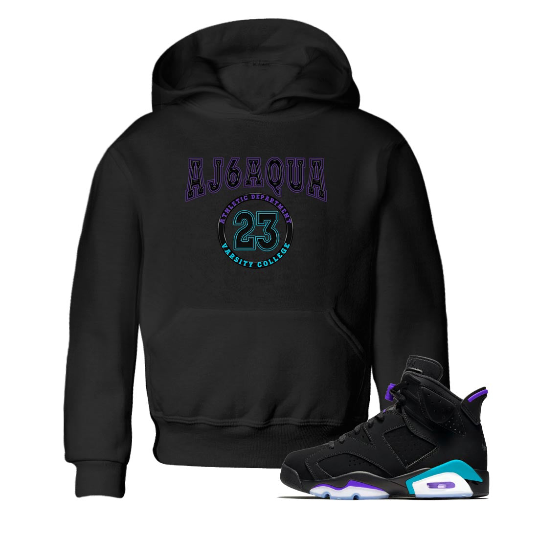 AJ6 Aqua shirt to match jordans Varsity sneaker release tees Air Jordan 6 Aqua Drip Gear Zone Baby Toddler Black 1 T-Shirt
