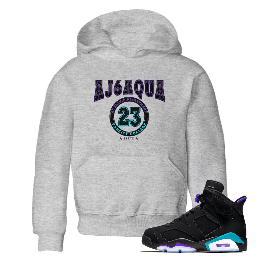 AJ6 Aqua shirt to match jordans Varsity sneaker release tees Air Jordan 6 Aqua Drip Gear Zone Baby Toddler Heather Grey 1 T-Shirt