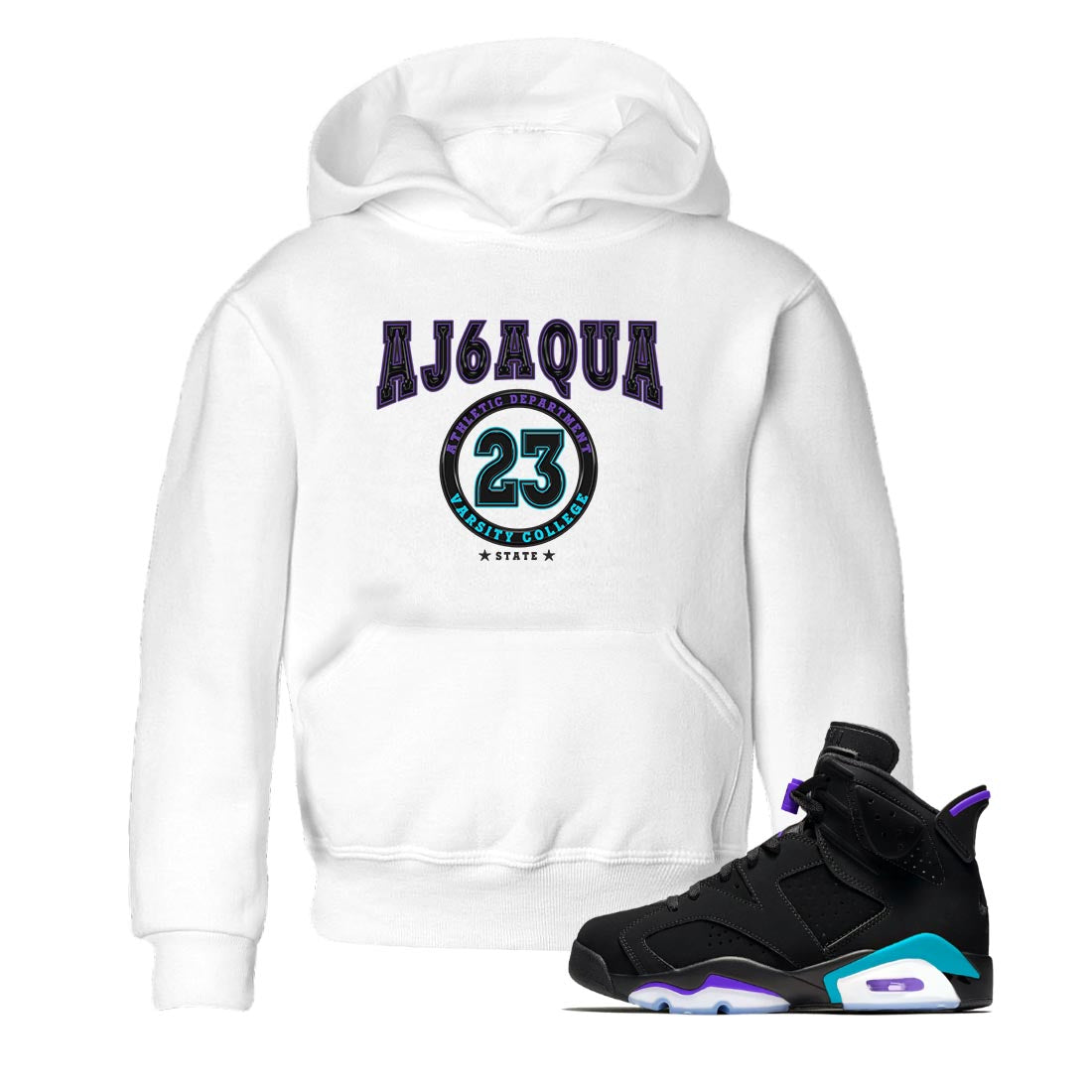 AJ6 Aqua shirt to match jordans Varsity sneaker release tees Air Jordan 6 Aqua Drip Gear Zone Baby Toddler White 1 T-Shirt