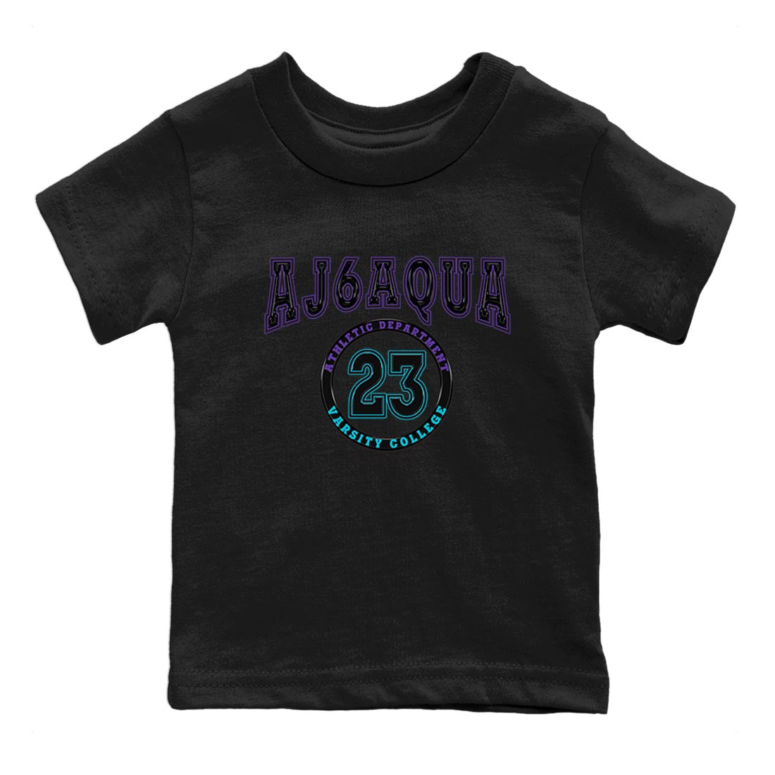 AJ6 Aqua shirt to match jordans Varsity sneaker release tees Air Jordan 6 Aqua Drip Gear Zone Baby Toddler Black 2 T-Shirt