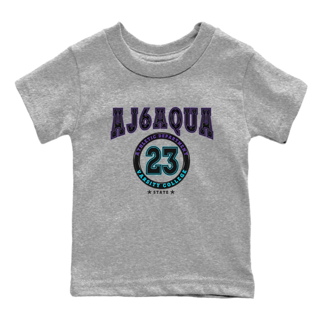 AJ6 Aqua shirt to match jordans Varsity sneaker release tees Air Jordan 6 Aqua Drip Gear Zone Baby Toddler Heather Grey 2 T-Shirt