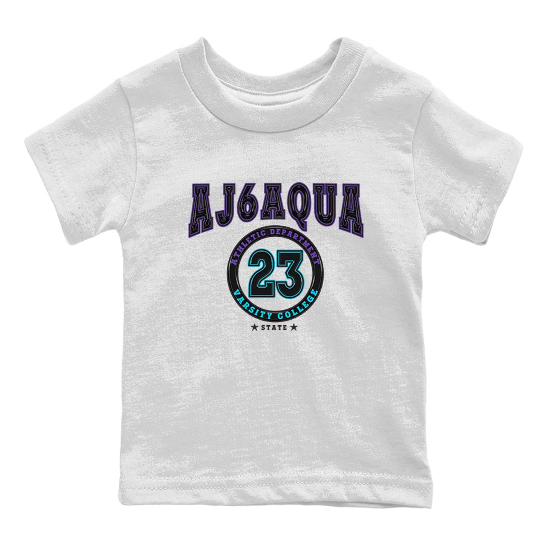 AJ6 Aqua shirt to match jordans Varsity sneaker release tees Air Jordan 6 Aqua Drip Gear Zone Baby Toddler White 2 T-Shirt