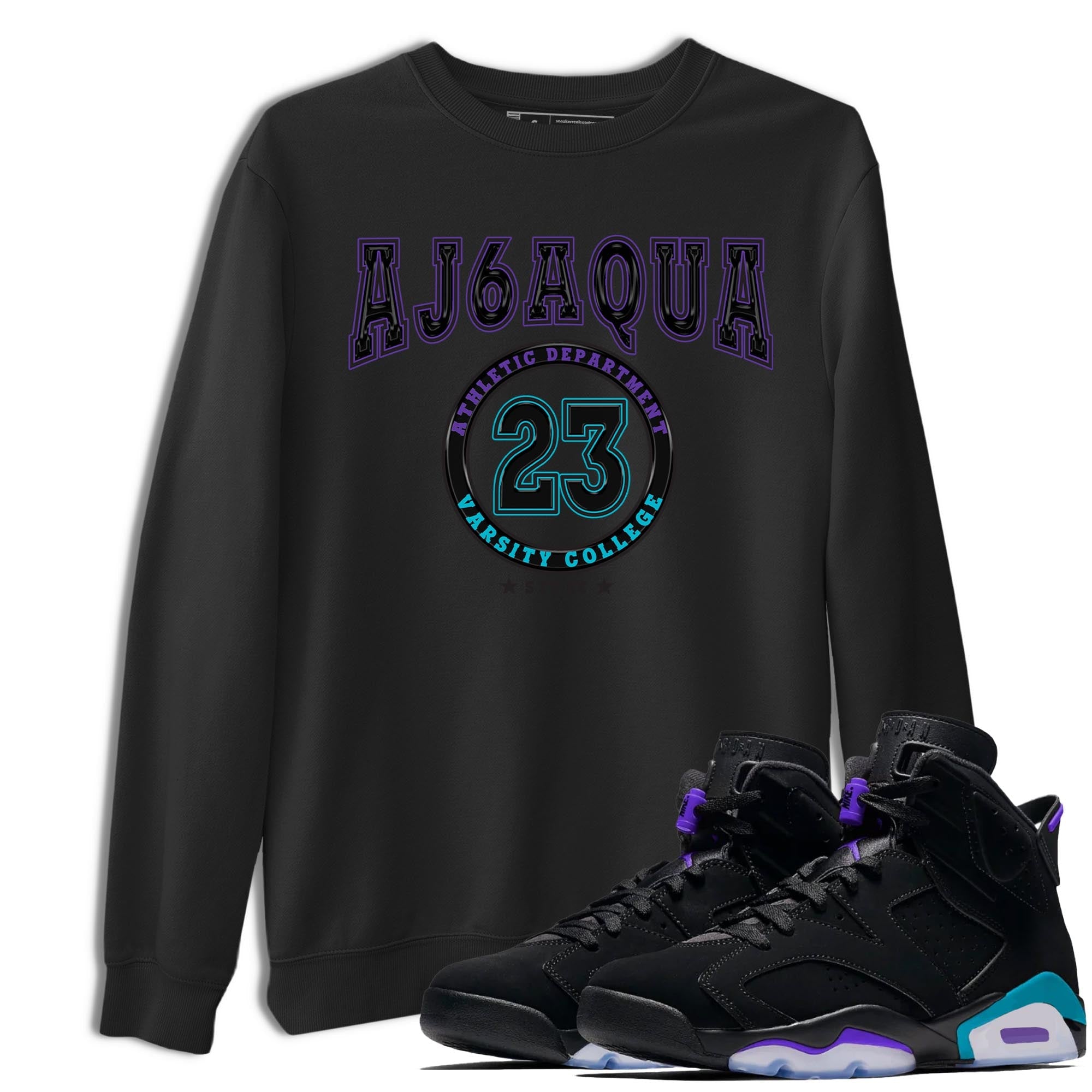 AJ6 Aqua shirt to match jordans Varsity sneaker release tees Air Jordan 6 Aqua Drip Gear Zone Unisex Streetwear Clothing Black 1 T-Shirt