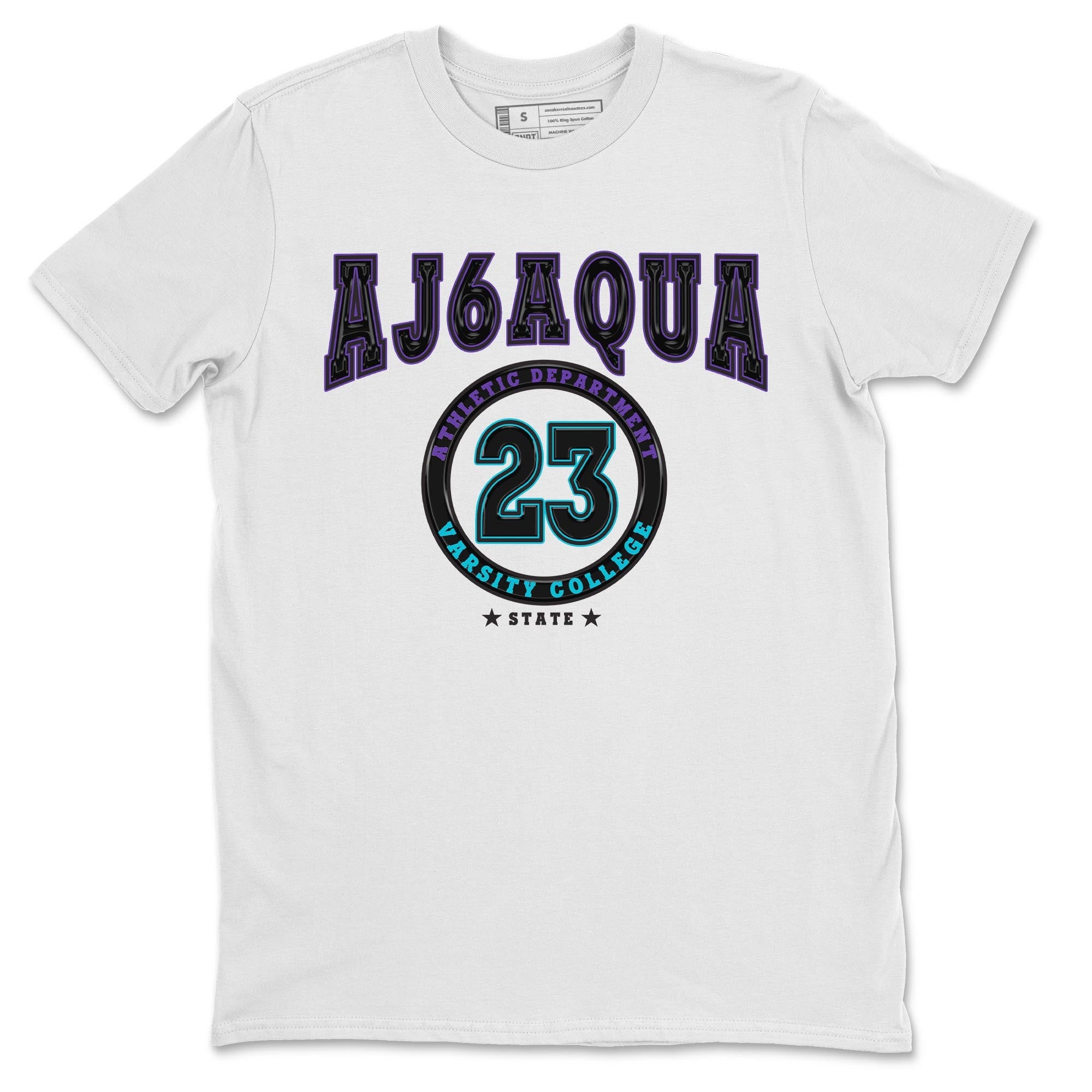 AJ6 Aqua shirt to match jordans Varsity sneaker release tees Air Jordan 6 Aqua Drip Gear Zone Unisex Streetwear Clothing White 2 T-Shirt