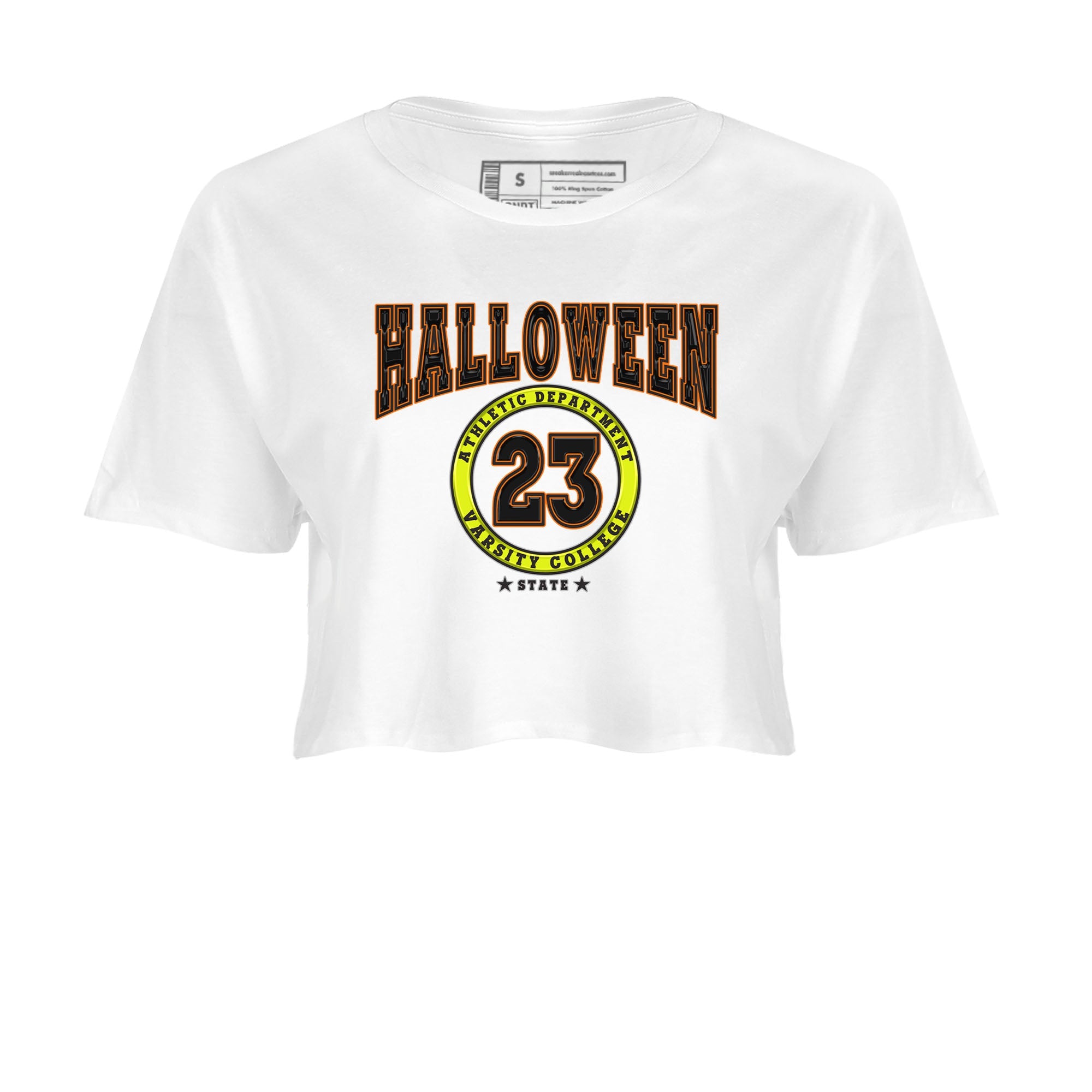 Nike Dunk Halloween shirt to match jordans Varsity sneaker tees Nike Dunk Mid Halloween Drip Gear Zone Sneaker Matching Clothing Brand White 2 Crop T-Shirt
