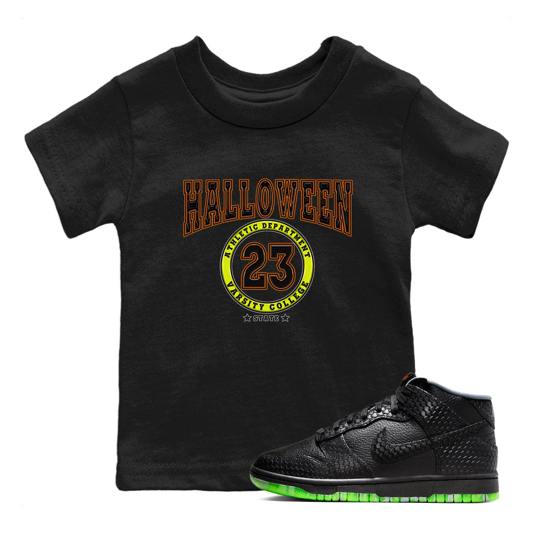 Nike Dunk Halloween shirt to match jordans Varsity sneaker tees Nike Dunk Mid Halloween Drip Gear Zone Sneaker Matching Clothing Brand Baby Toddler Black 1 T-Shirt