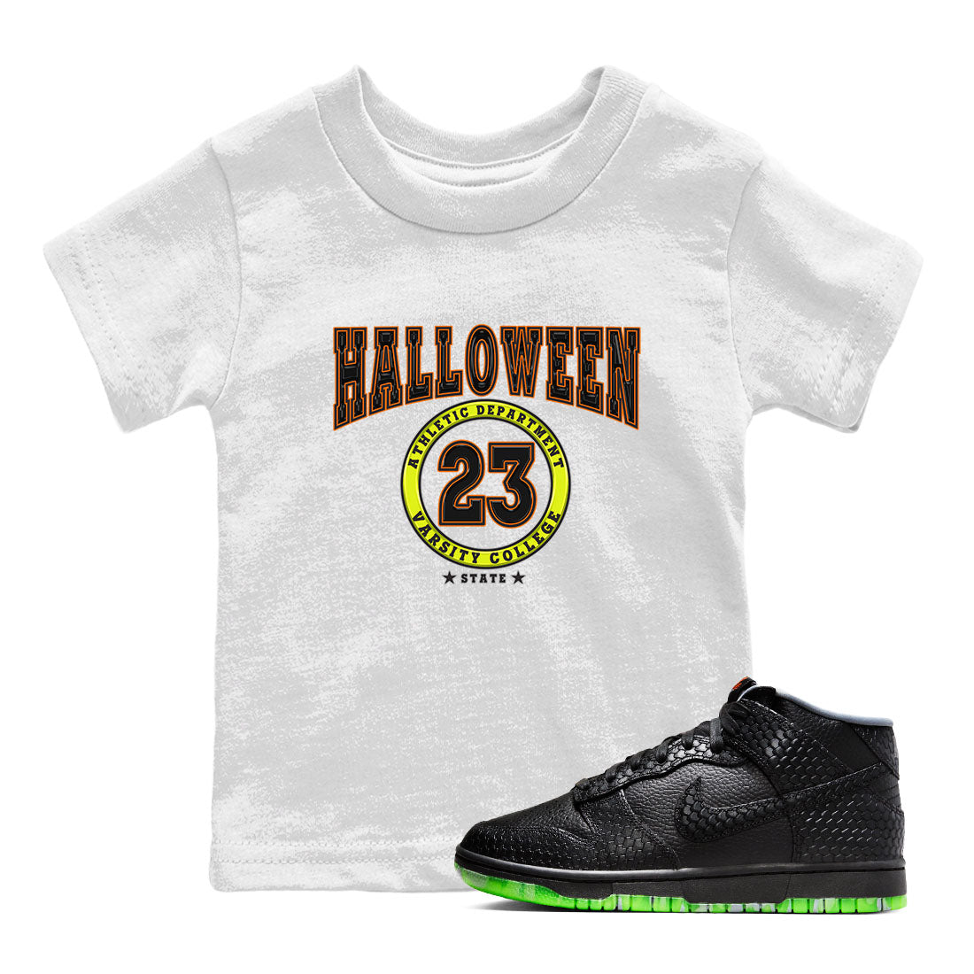 Nike Dunk Halloween shirt to match jordans Varsity sneaker tees Nike Dunk Mid Halloween Drip Gear Zone Sneaker Matching Clothing Brand Baby Toddler White 1 T-Shirt