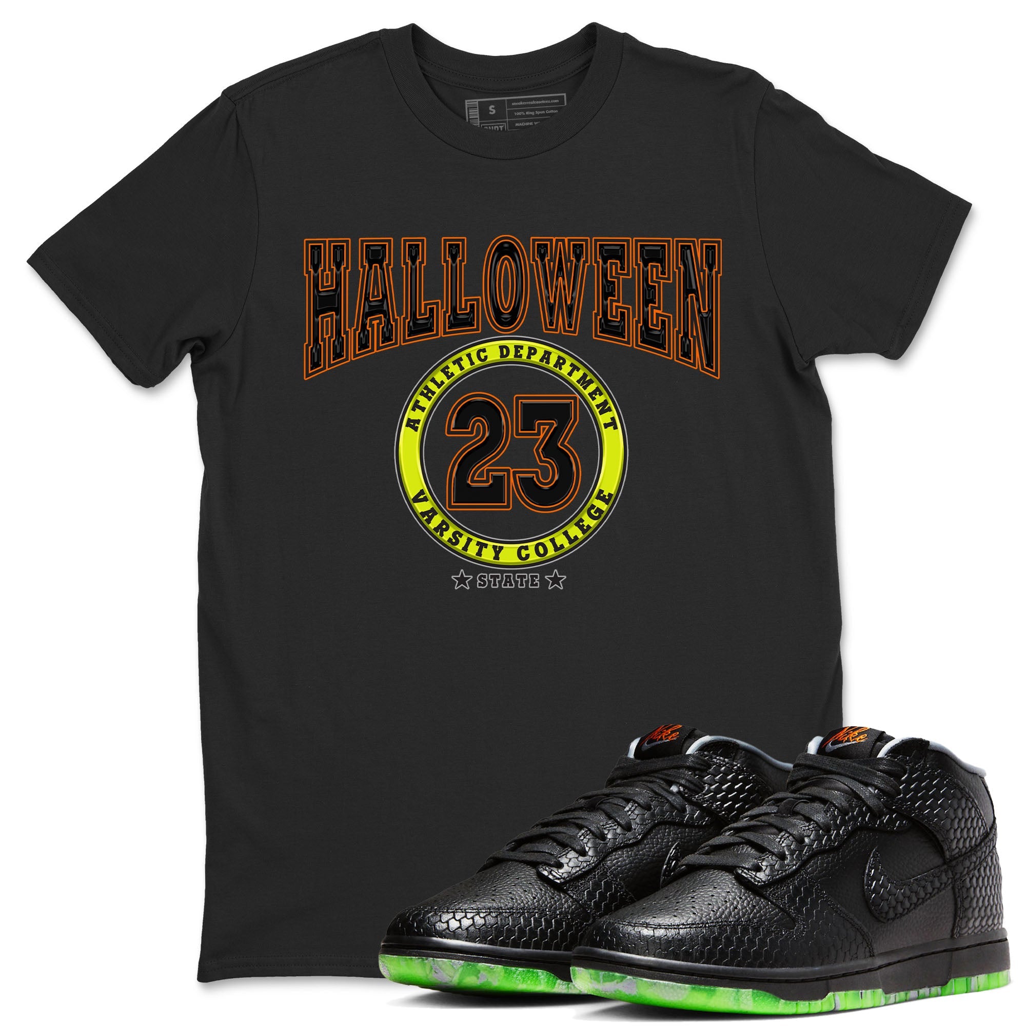 Nike Dunk Halloween shirt to match jordans Varsity sneaker tees Nike Dunk Mid Halloween Drip Gear Zone Sneaker Matching Clothing Brand Unisex Sneaker Tee Black 1 T-Shirt