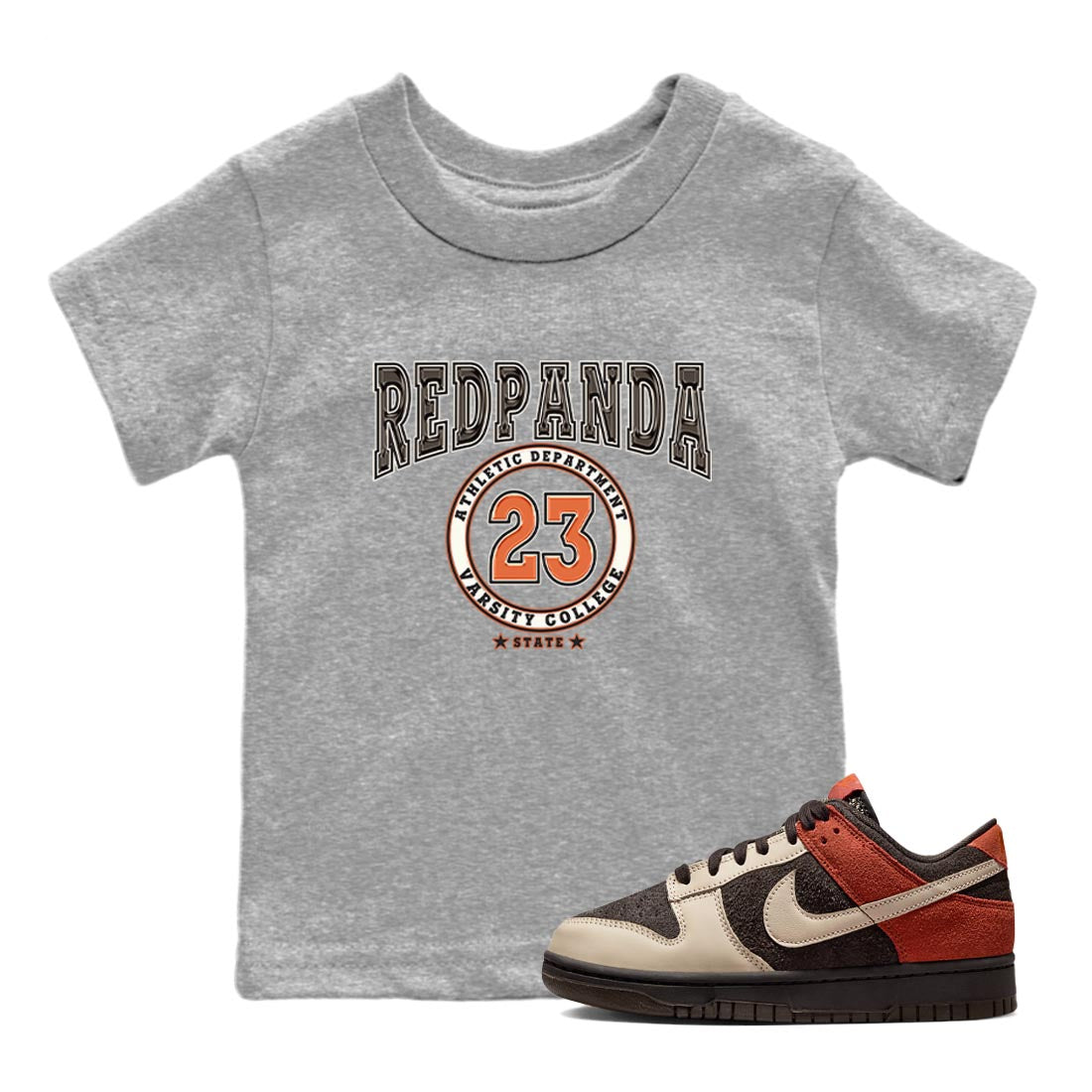 Nike Low Dunk Red Panda shirt to match jordans Varsity sneaker tees Nike Dunk Red Panda Drip Gear Zone Baby Toddler Heather Grey 1 T-Shirt