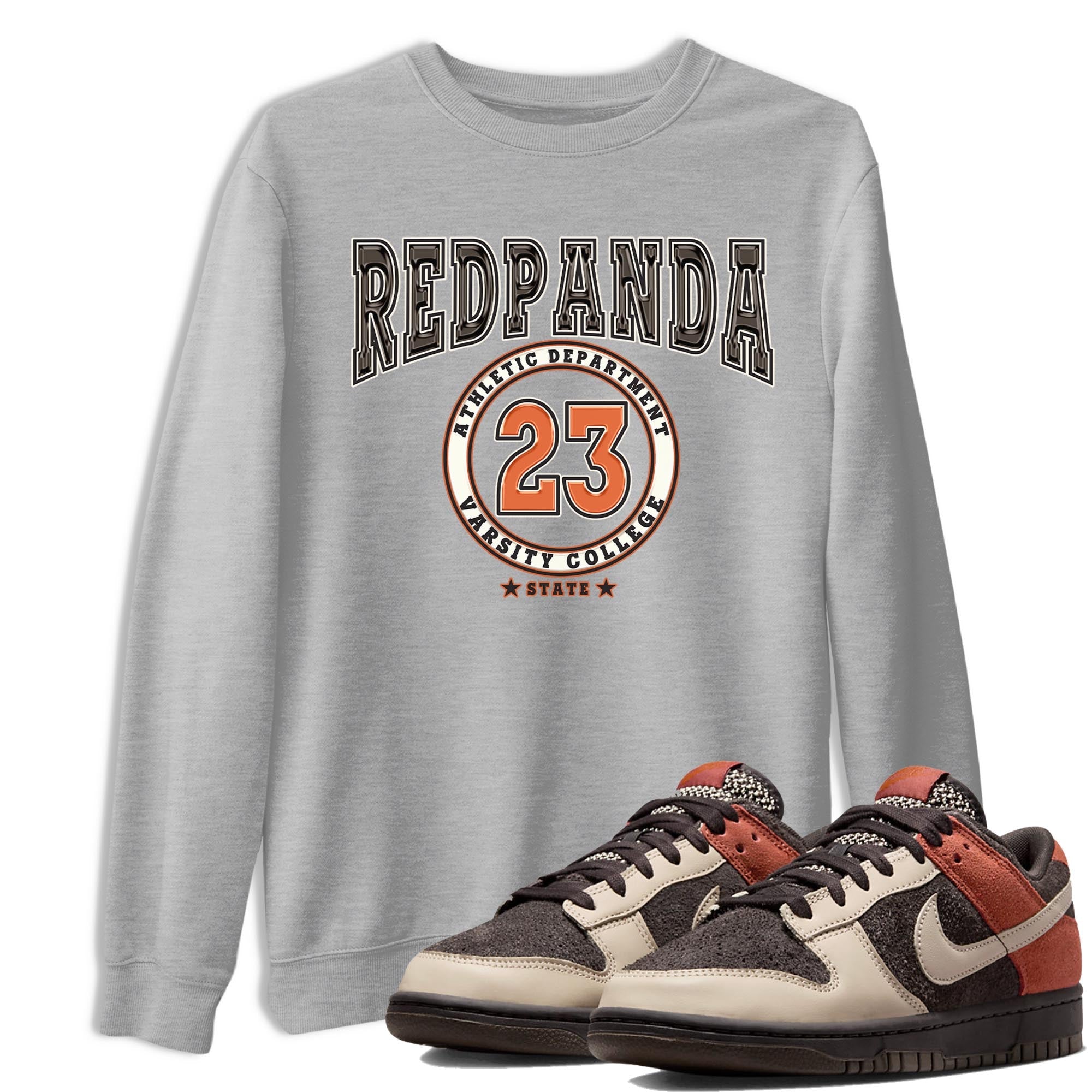 Nike Low Dunk Red Panda shirt to match jordans Varsity sneaker tees Nike Dunk Red Panda Drip Gear Zone Unisex Streetwear Clothing Heather Grey 1 T-Shirt