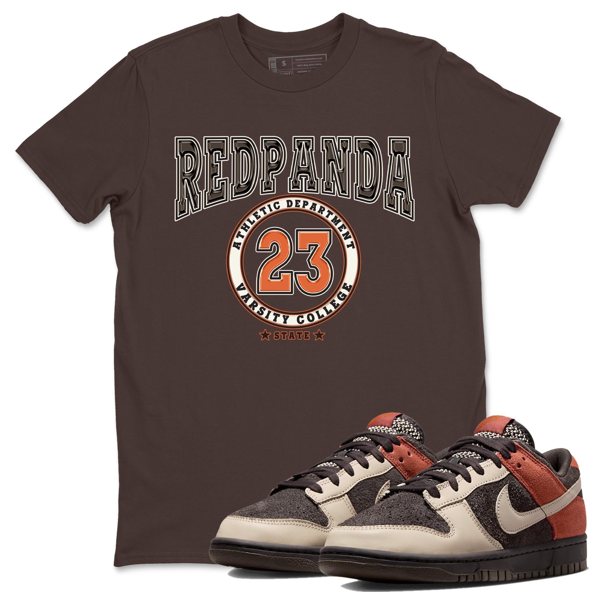 Nike Low Dunk Red Panda shirt to match jordans Varsity sneaker tees Nike Dunk Red Panda Drip Gear Zone Unisex Streetwear Clothing Dark Chocolate 1 T-Shirt