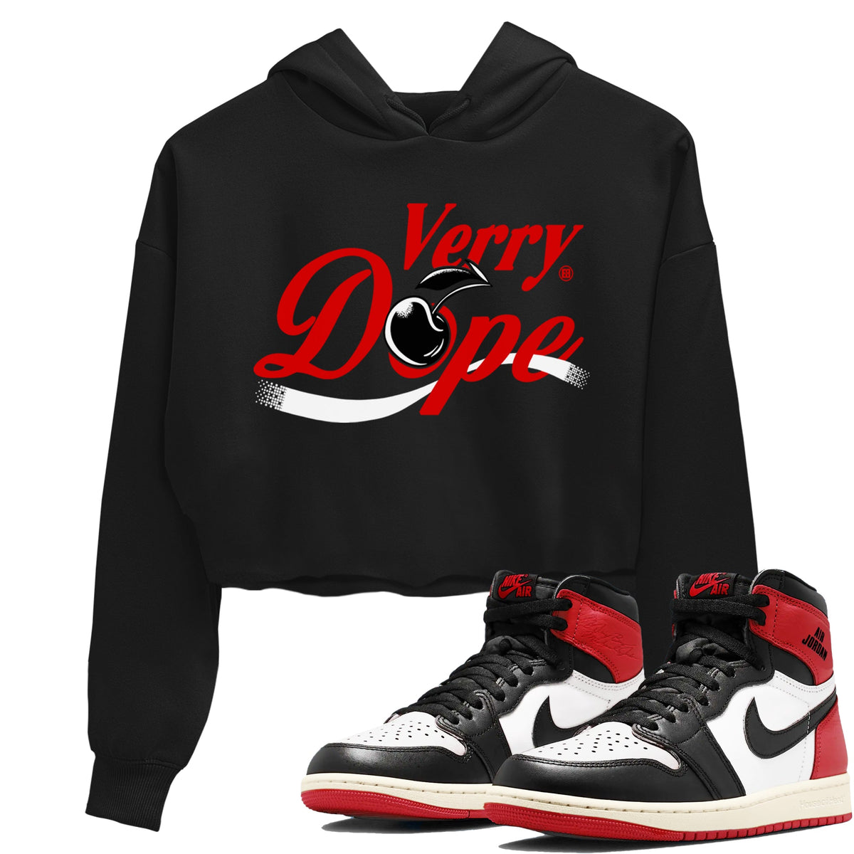 1s Black Toe Reimagined shirts to match jordans Verry Dope sneaker match tees Air Jordan 1 Retro High Black Toe Reimagined match shoes to clothes Drip Gear Zone unisex cotton Black 1 crop tee