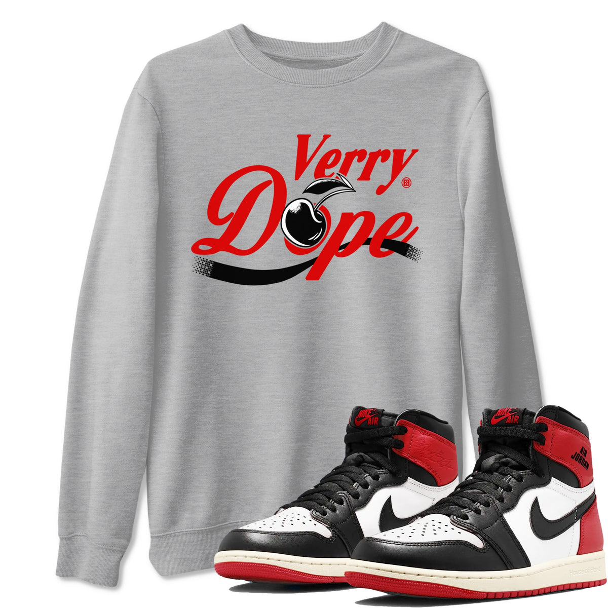 1s Black Toe Reimagined shirts to match jordans Verry Dope sneaker match tees Air Jordan 1 Retro High Black Toe Reimagined match shoes to clothes Drip Gear Zone unisex cotton Heather Grey 1 shirts