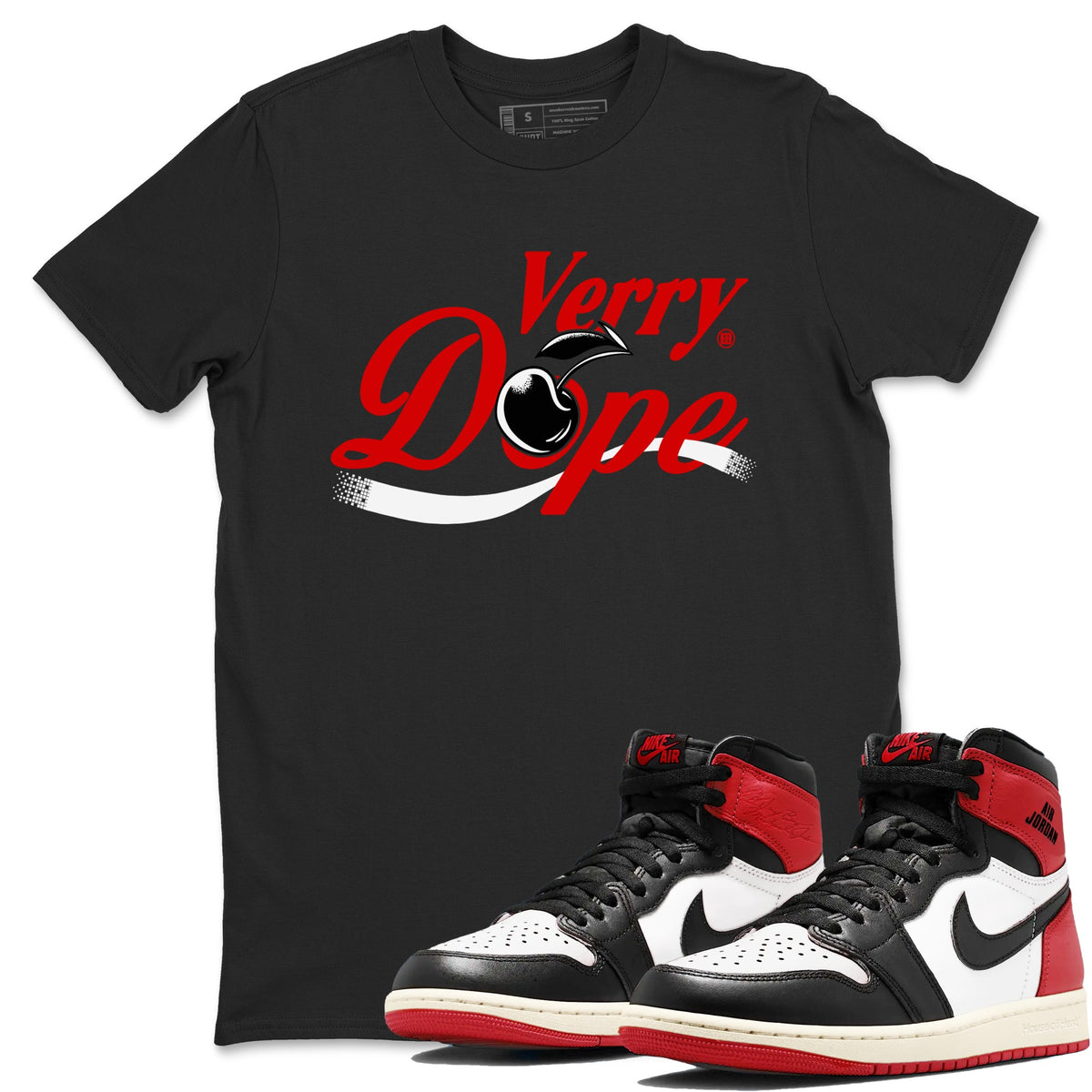 1s Black Toe Reimagined shirts to match jordans Verry Dope sneaker match tees Air Jordan 1 Retro High Black Toe Reimagined match shoes to clothes Drip Gear Zone unisex cotton Black 1 shirts