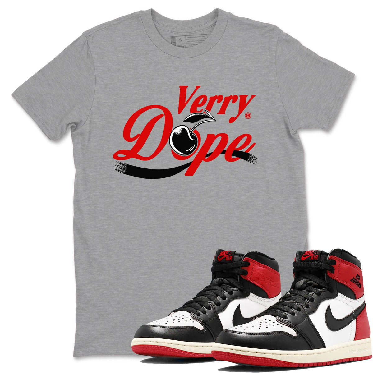 1s Black Toe Reimagined shirts to match jordans Verry Dope sneaker match tees Air Jordan 1 Retro High Black Toe Reimagined match shoes to clothes Drip Gear Zone unisex cotton Heather Grey 1 shirts