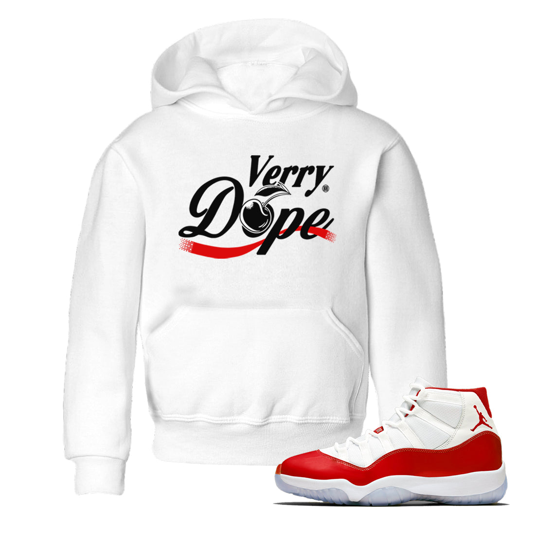 11s Cherry shirts to match jordans Verry Dope sneaker match tees Air Jordan 11 Retro Cherry match shoes to clothes Drip Gear Zone Youth Baby White 1 tee