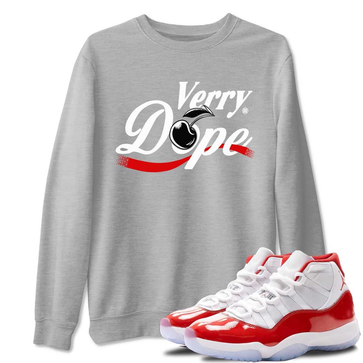 11s Cherry shirts to match jordans Verry Dope sneaker match tees Air Jordan 11 Retro Cherry match shoes to clothes Drip Gear Zone unisex cotton Heather Grey 1 shirts