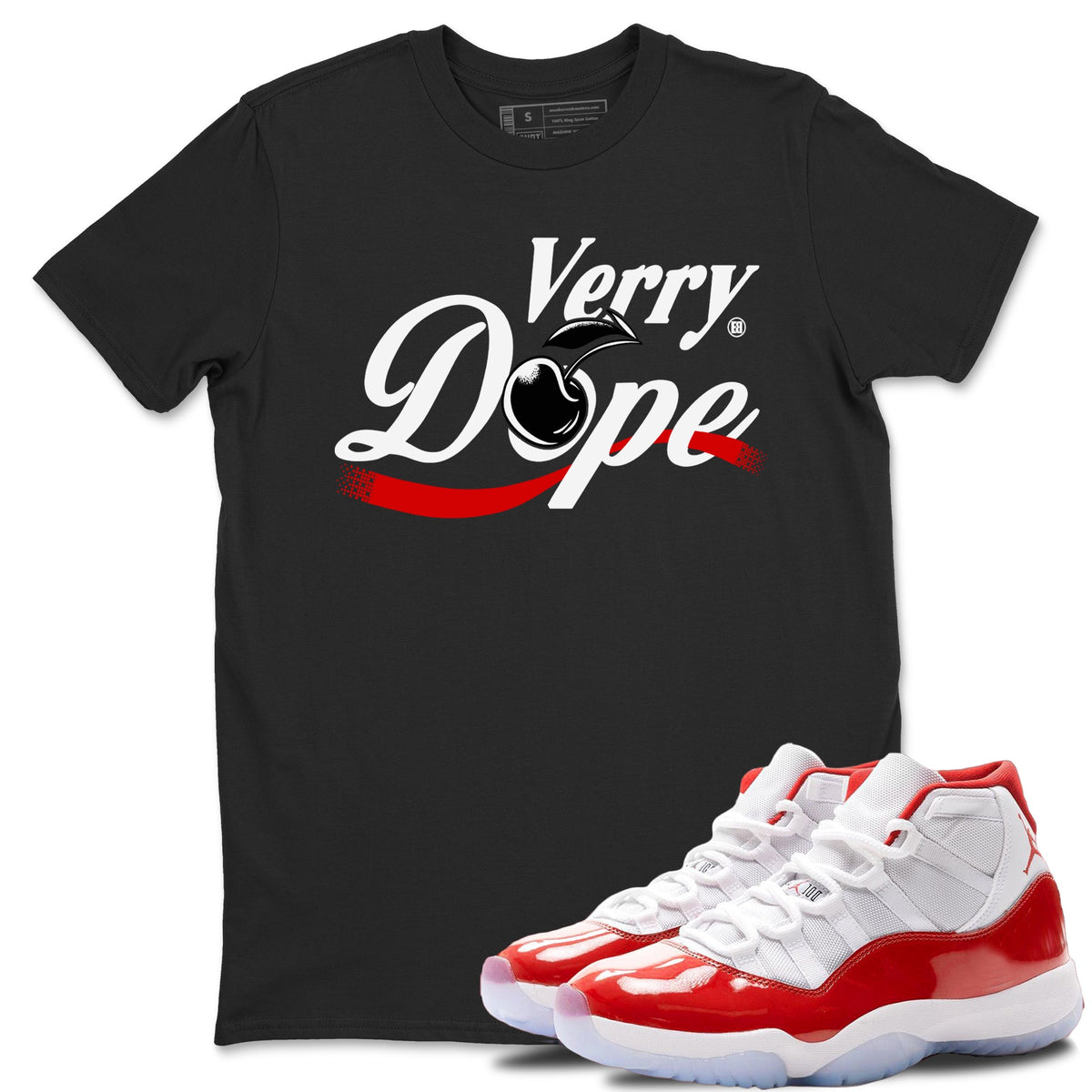 11s Cherry shirts to match jordans Verry Dope sneaker match tees Air Jordan 11 Retro Cherry match shoes to clothes Drip Gear Zone unisex cotton Black 1 shirts