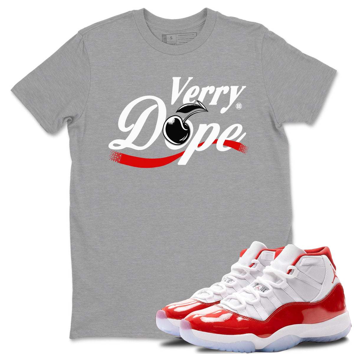 11s Cherry shirts to match jordans Verry Dope sneaker match tees Air Jordan 11 Retro Cherry match shoes to clothes Drip Gear Zone unisex cotton Heather Grey 1 shirts