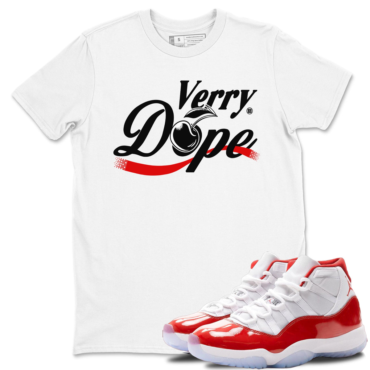 11s Cherry shirts to match jordans Verry Dope sneaker match tees Air Jordan 11 Retro Cherry match shoes to clothes Drip Gear Zone unisex cotton White 1 shirts