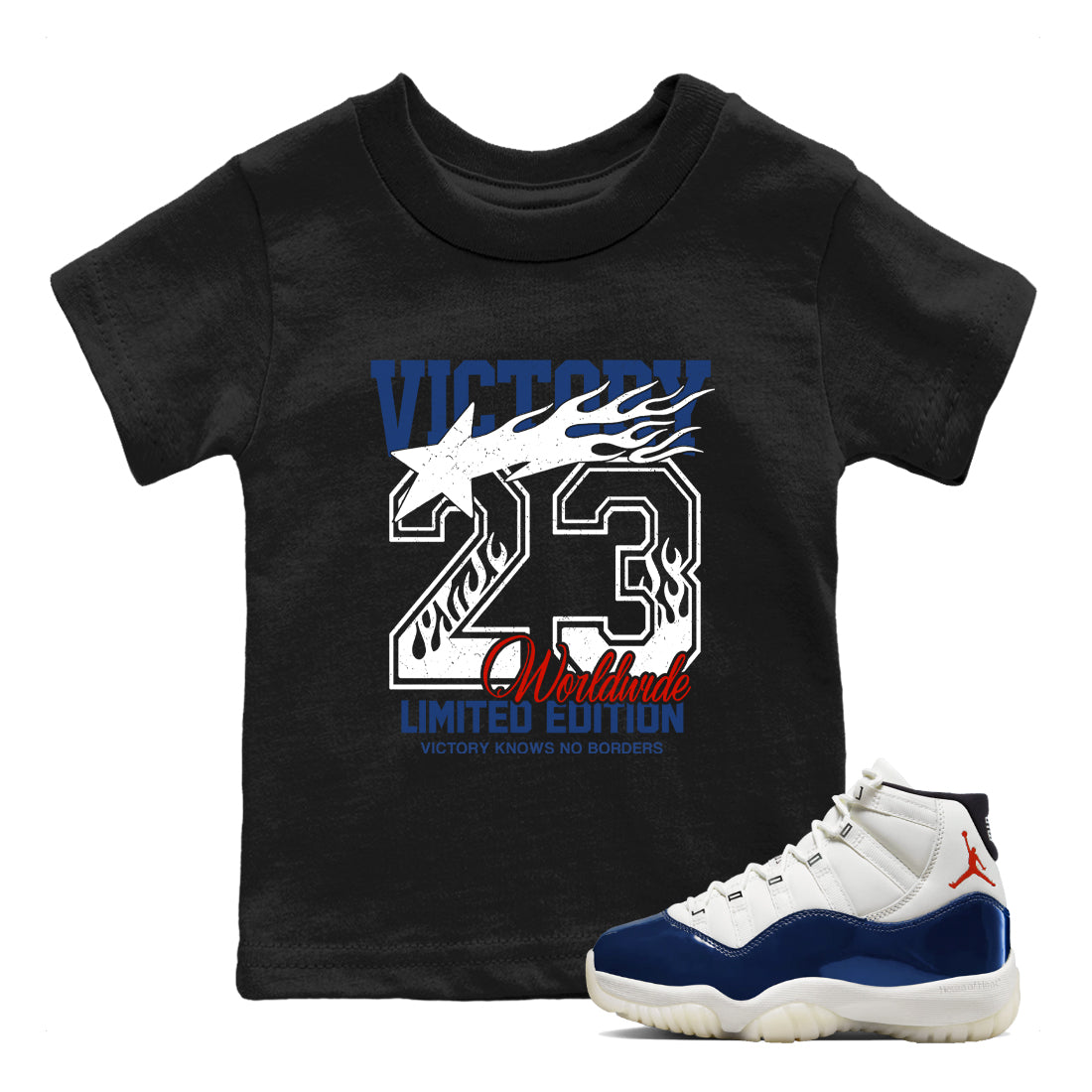 Sneaker match tees  Sneaker Tees To Match Air Jordan 11 Rare Air Shoes  Victory Knows No Borders Kids T-Shirt Black 1